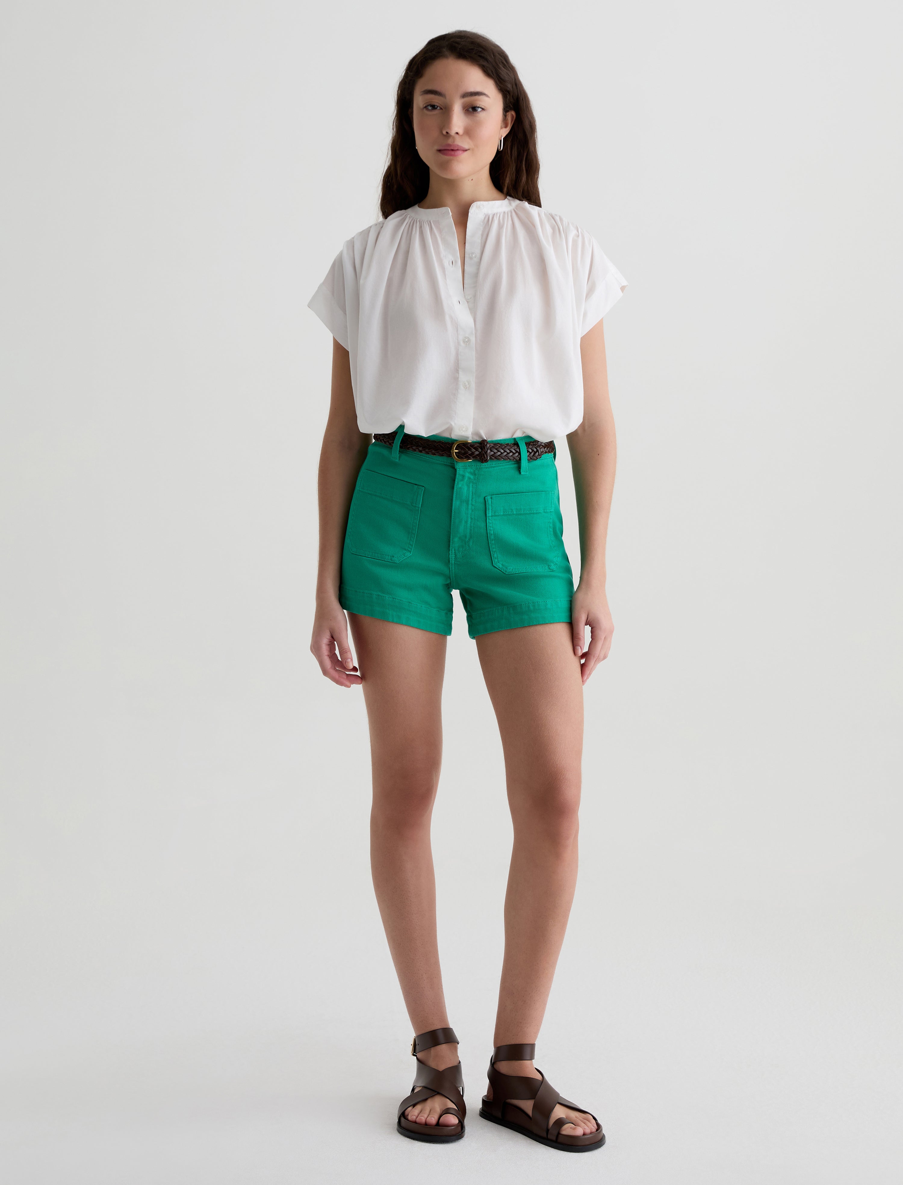 Lotta Blouse White Short Sleeve Shirred Blouse Women Top Photo 4