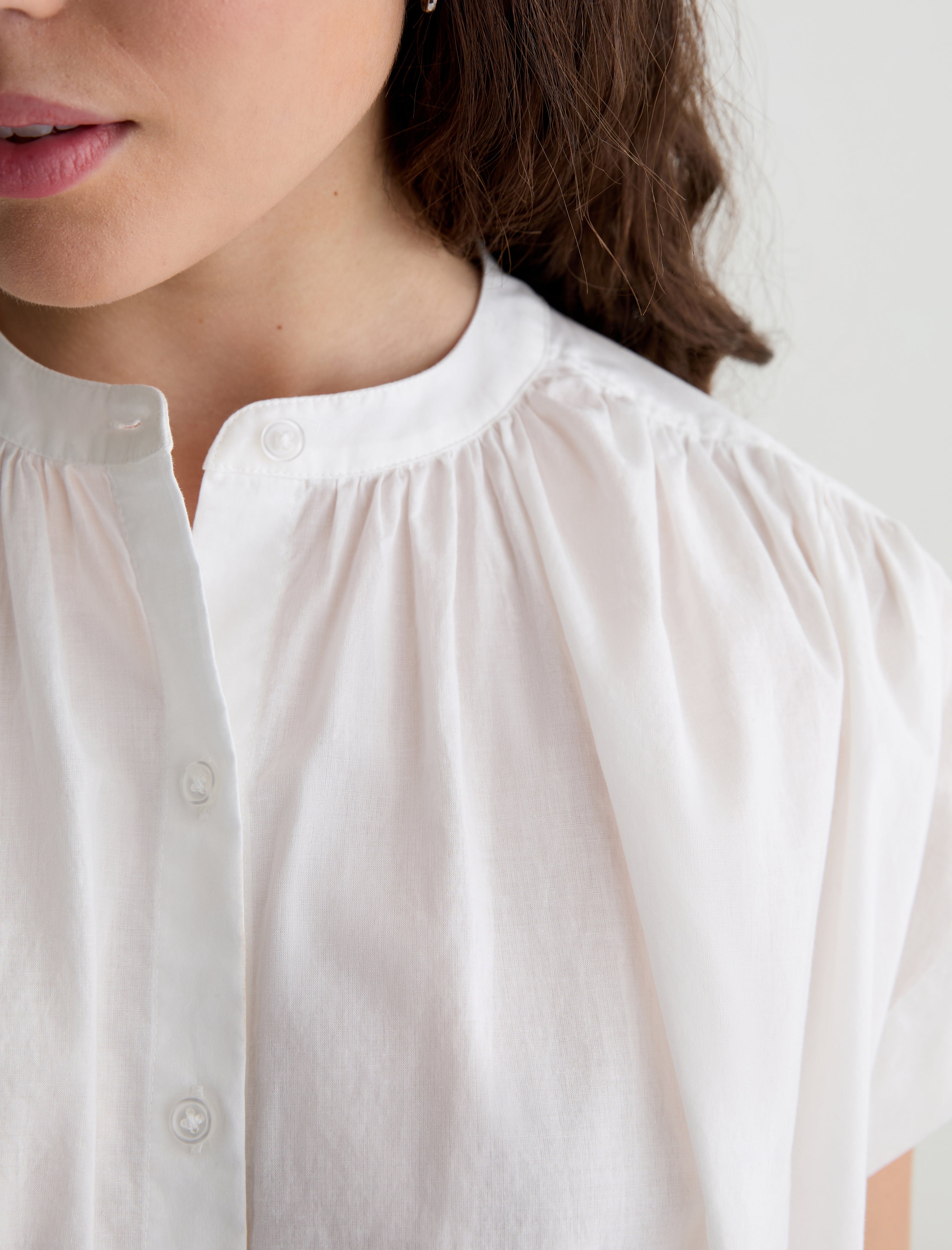 Lotta Blouse White Short Sleeve Shirred Blouse Women Top Photo 5