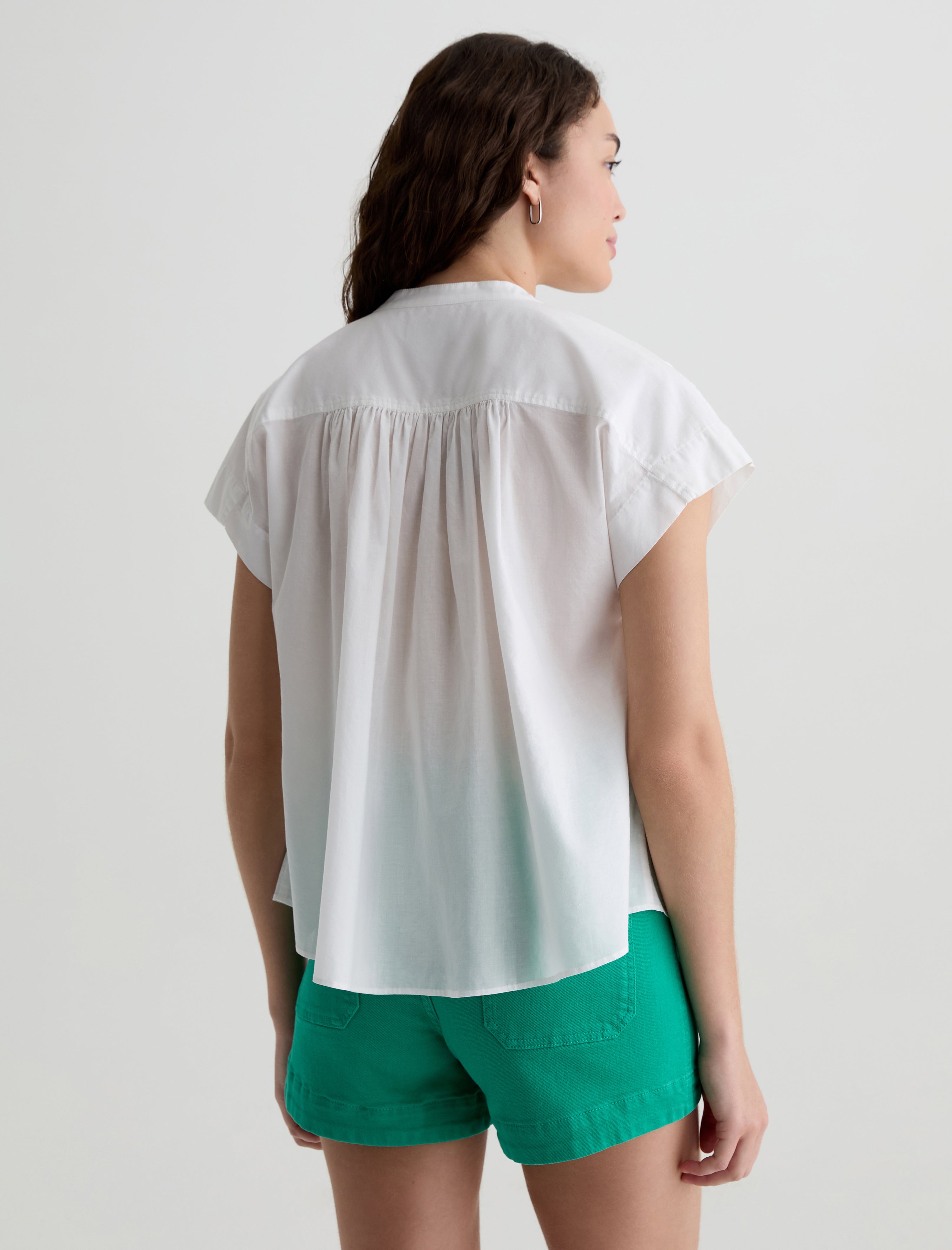 Lotta Blouse White Short Sleeve Shirred Blouse Women Top Photo 7