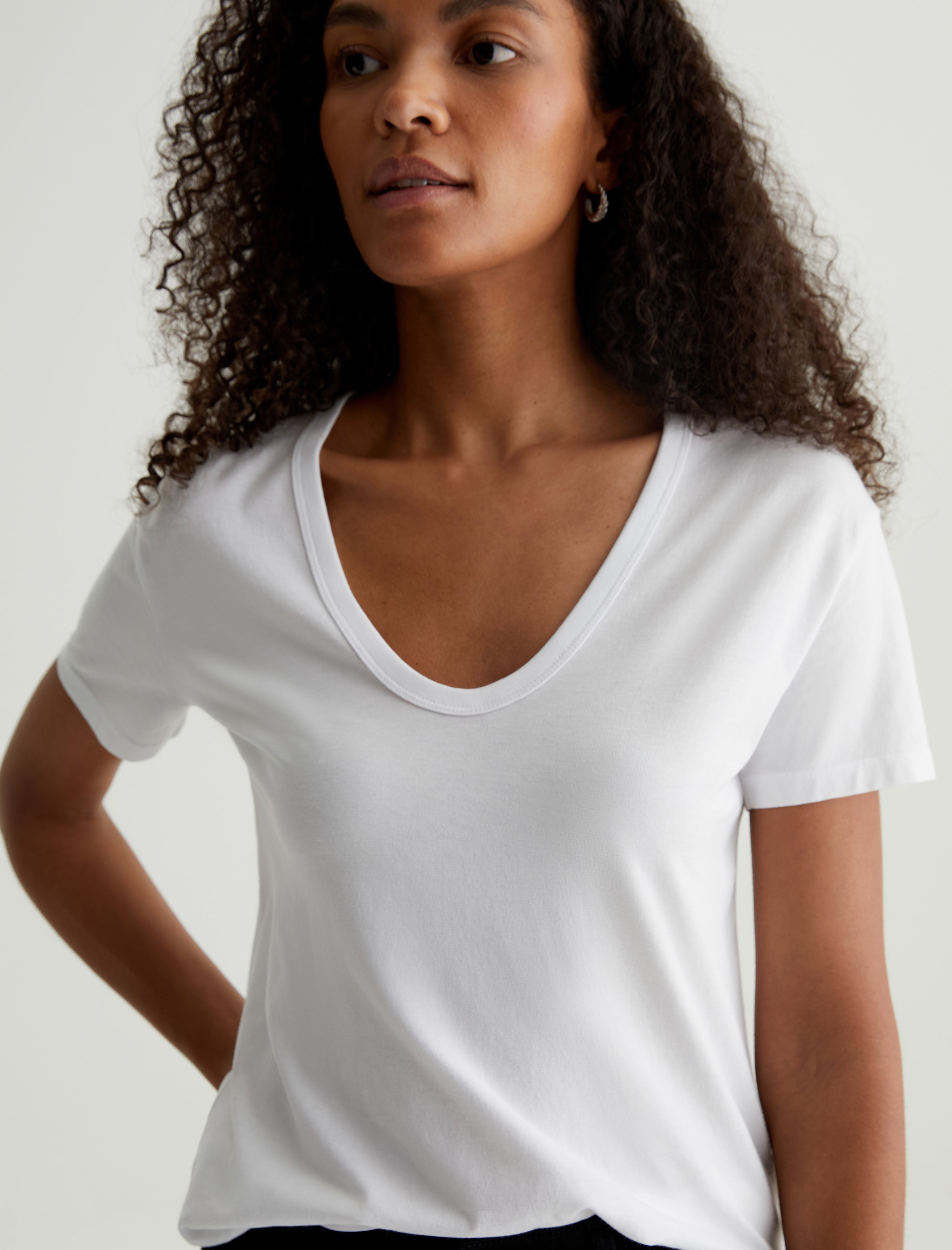 Aspen U True White Relaxed U Neck T-Shirt Women Top Photo 2