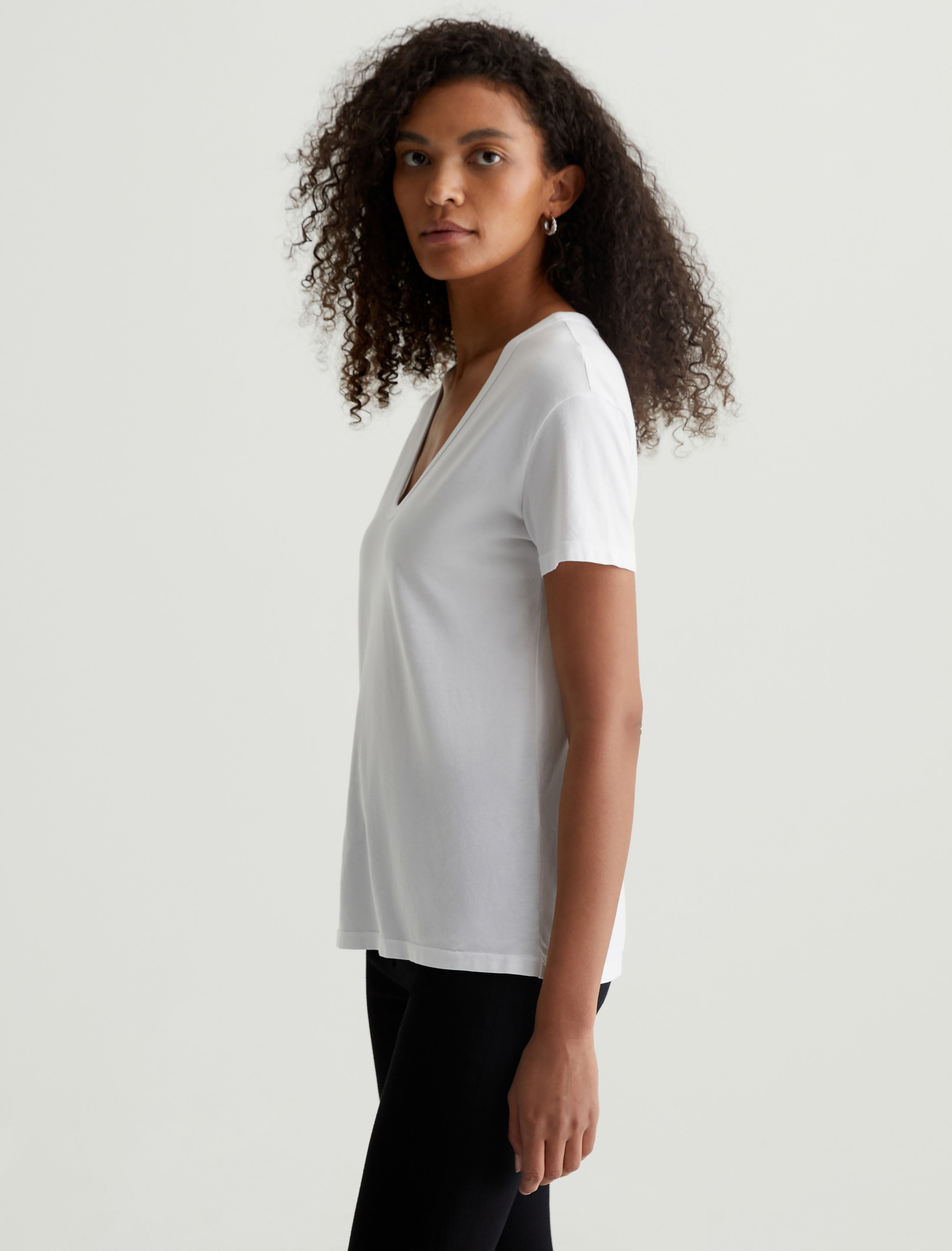 Aspen U True White Relaxed U Neck T-Shirt Women Top Photo 3