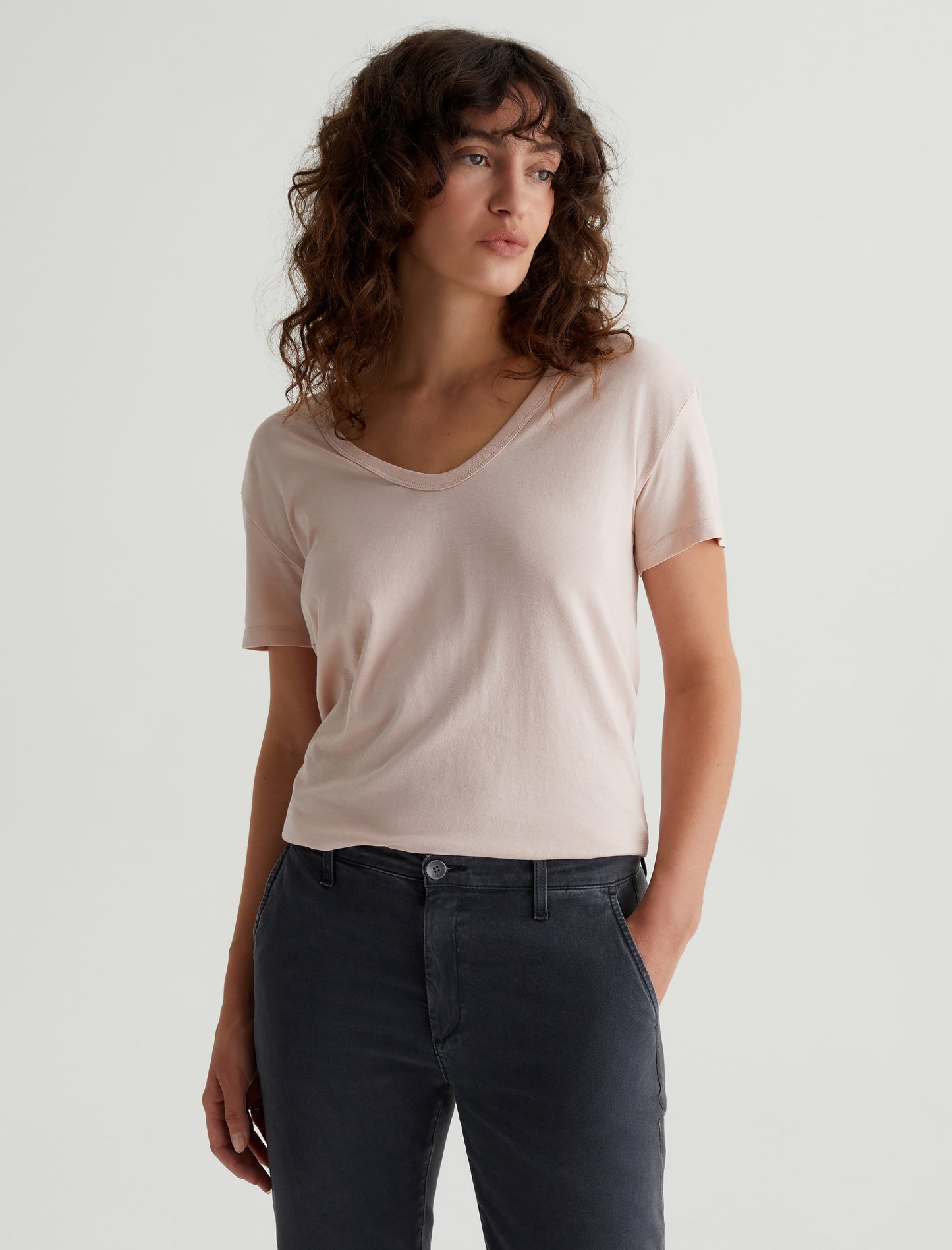 Aspen U Vintage Pink Relaxed Fit Short Sleeve U Neck T-Shirt Womens Top Photo 1