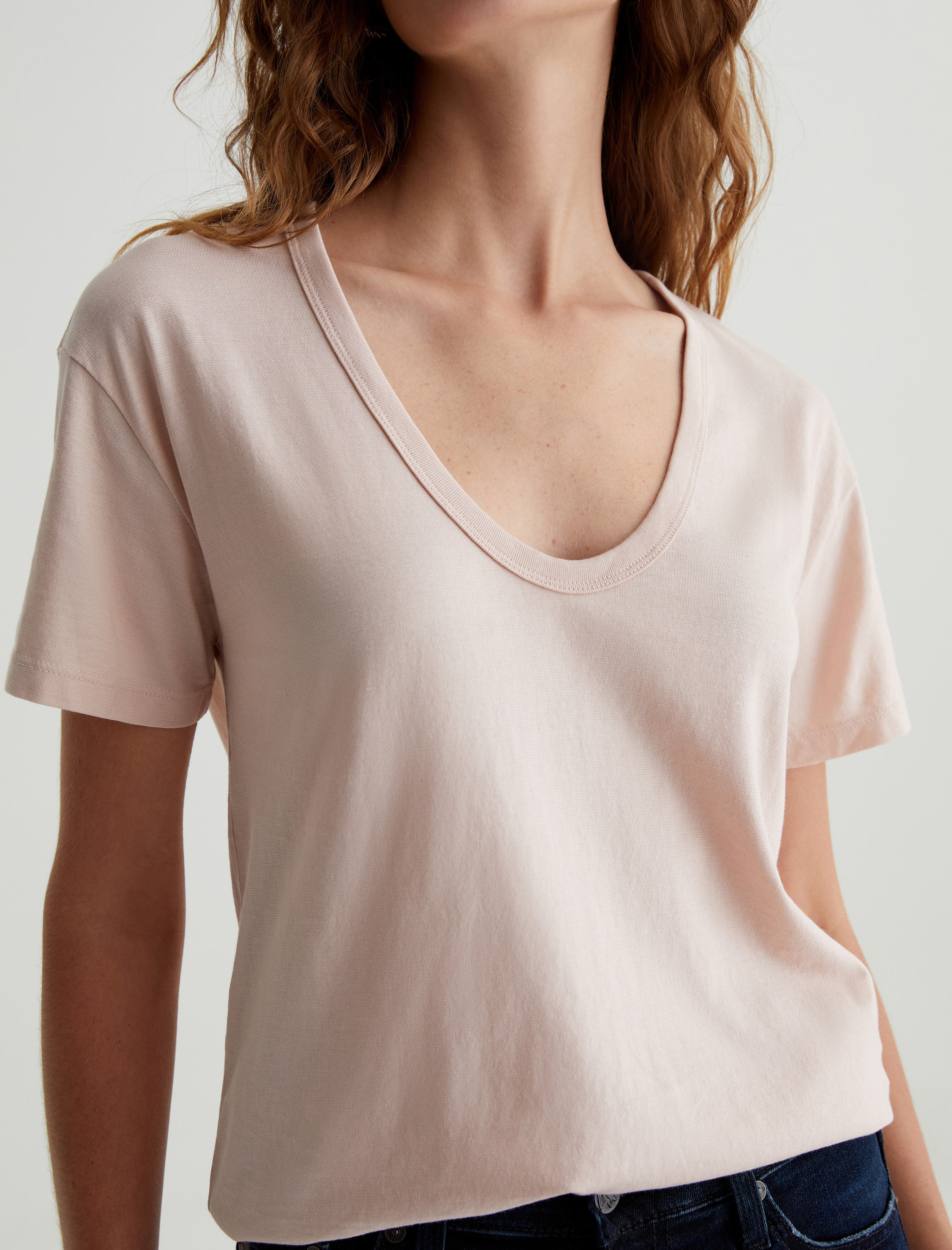 Aspen U Vintage Pink Relaxed U Neck T-Shirt Women Top Photo 2