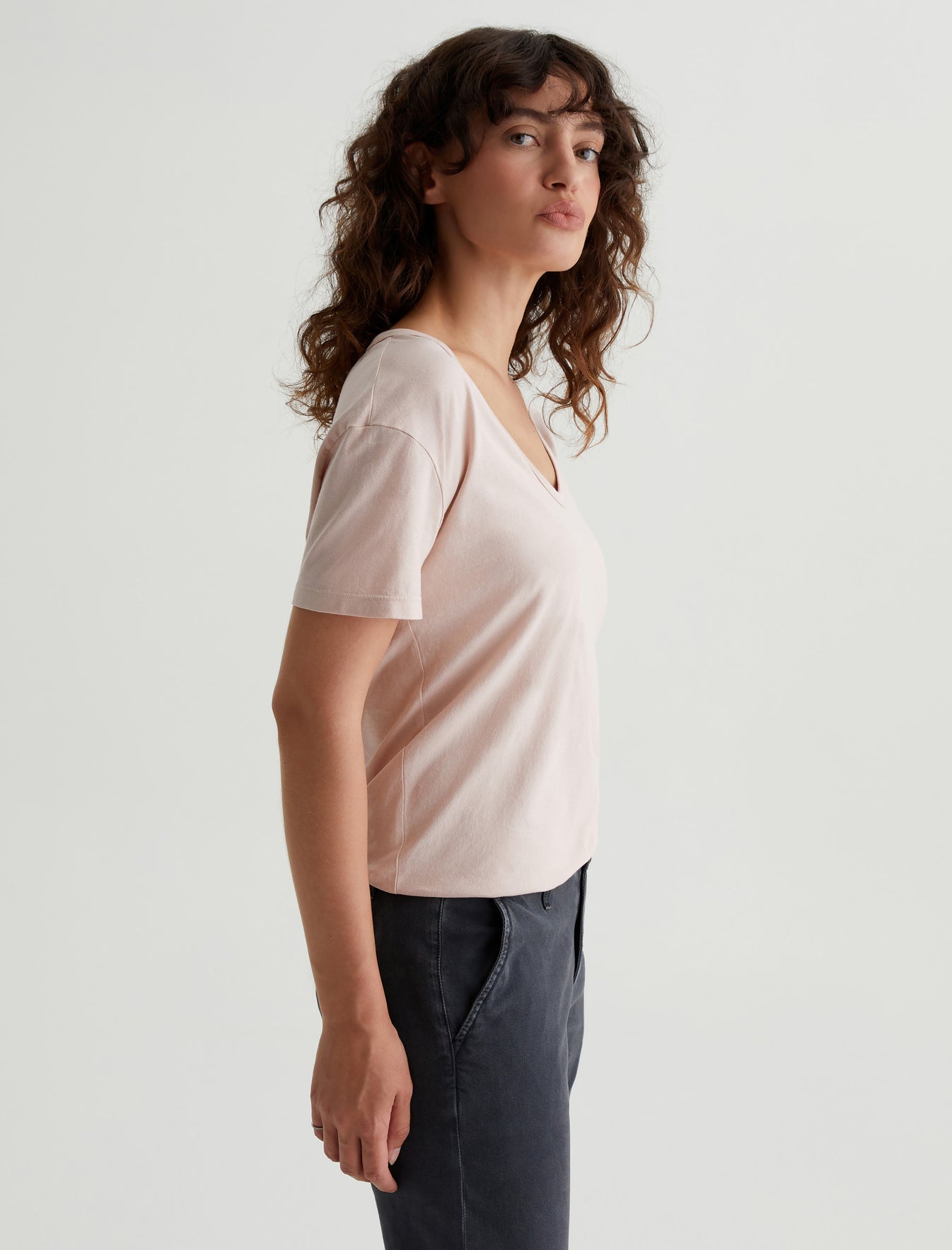 Aspen U Vintage Pink Relaxed Fit Short Sleeve U Neck T-Shirt Womens Top Photo 4