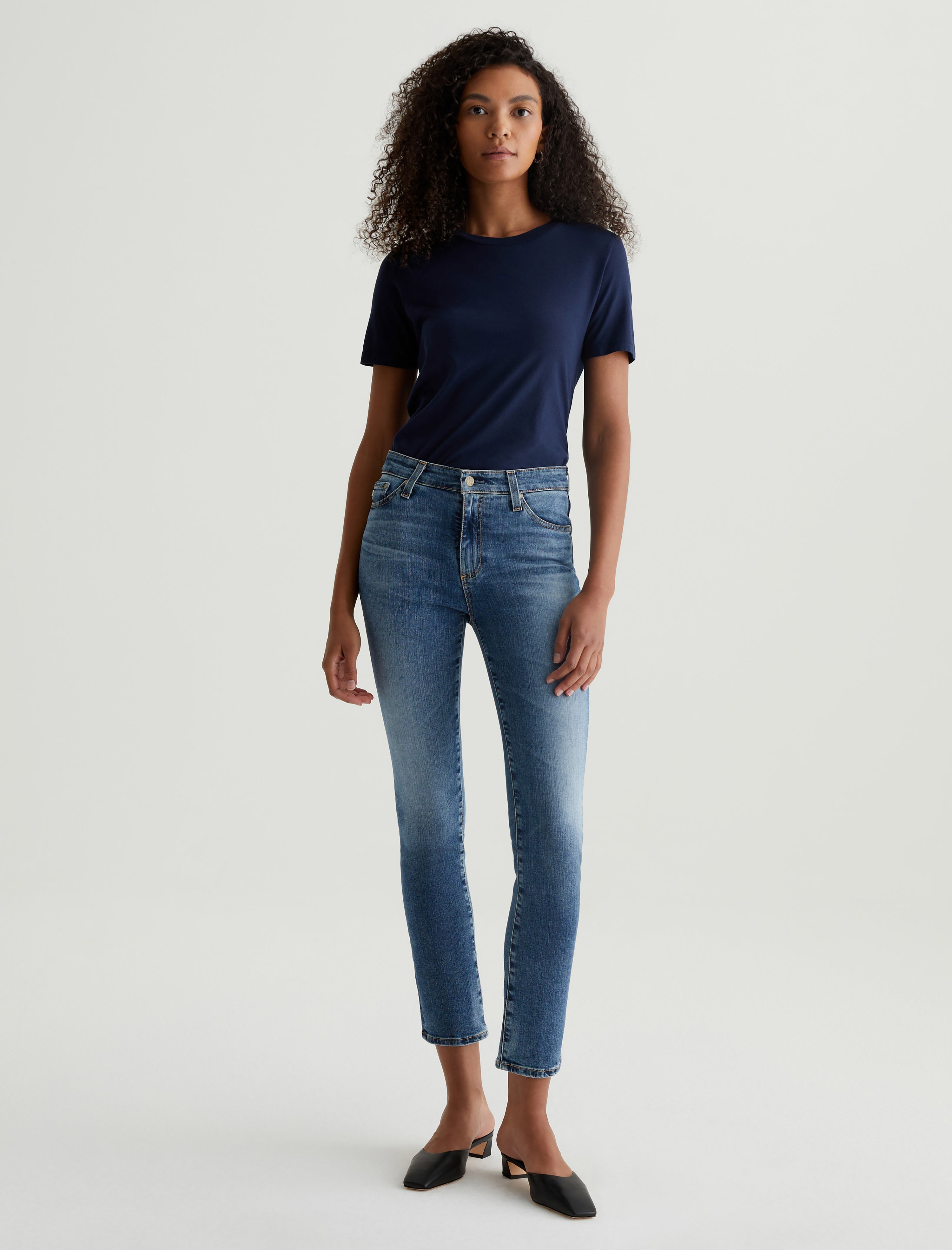 Jagger Crew Deep Navy Classic Crew Neck T-Shirt Women Top Photo 4