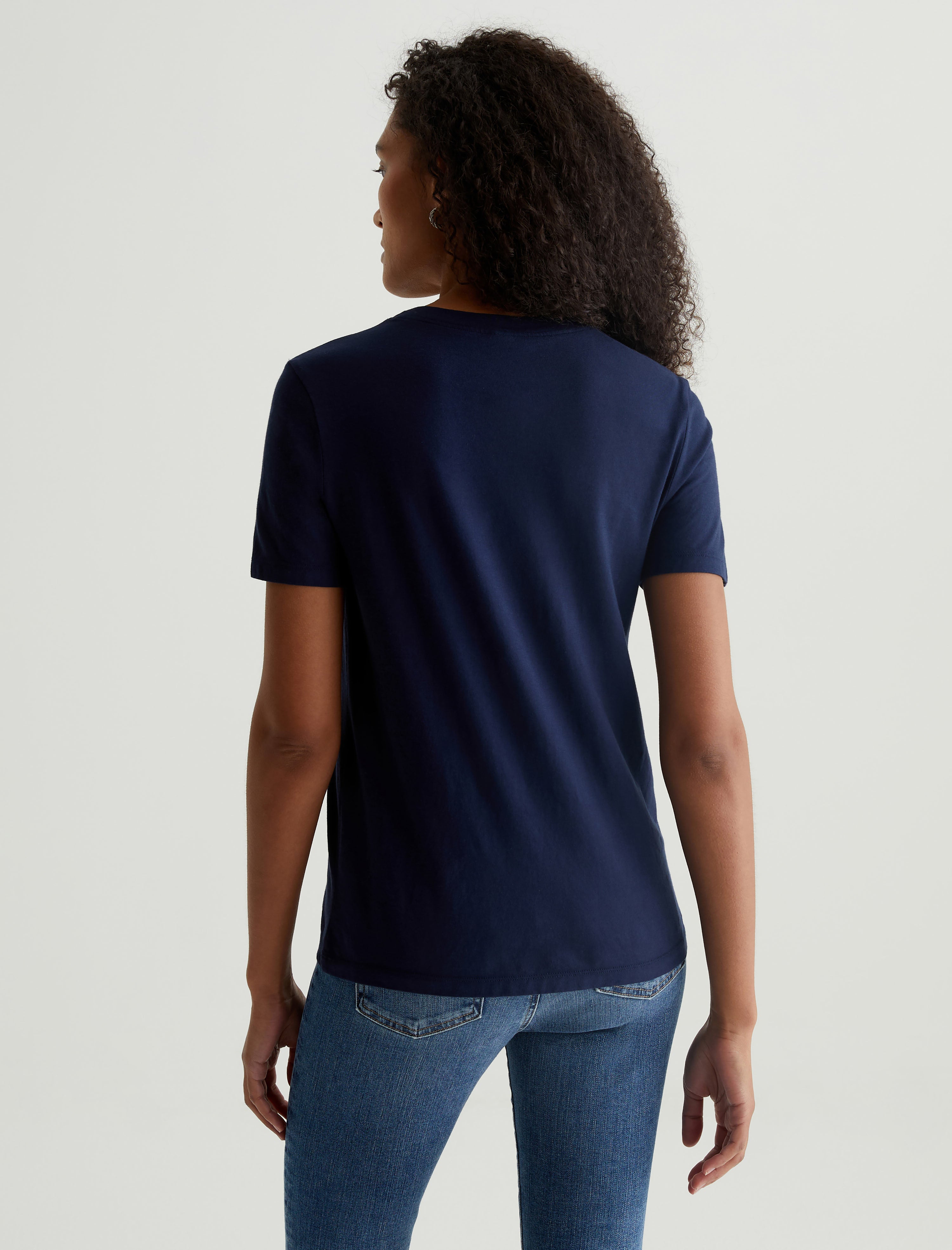 Jagger Crew Deep Navy Classic Crew Neck T-Shirt Women Top Photo 7