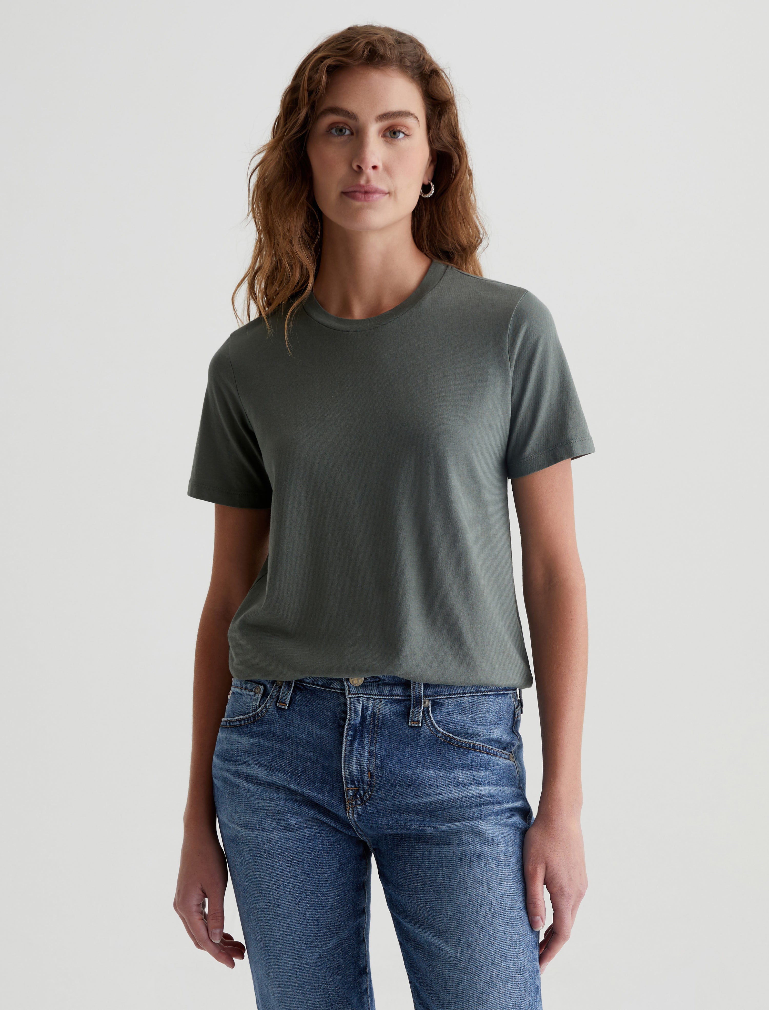 Jagger Crew Hunter Sage Classic Crew Neck T-Shirt Women Top Photo 1