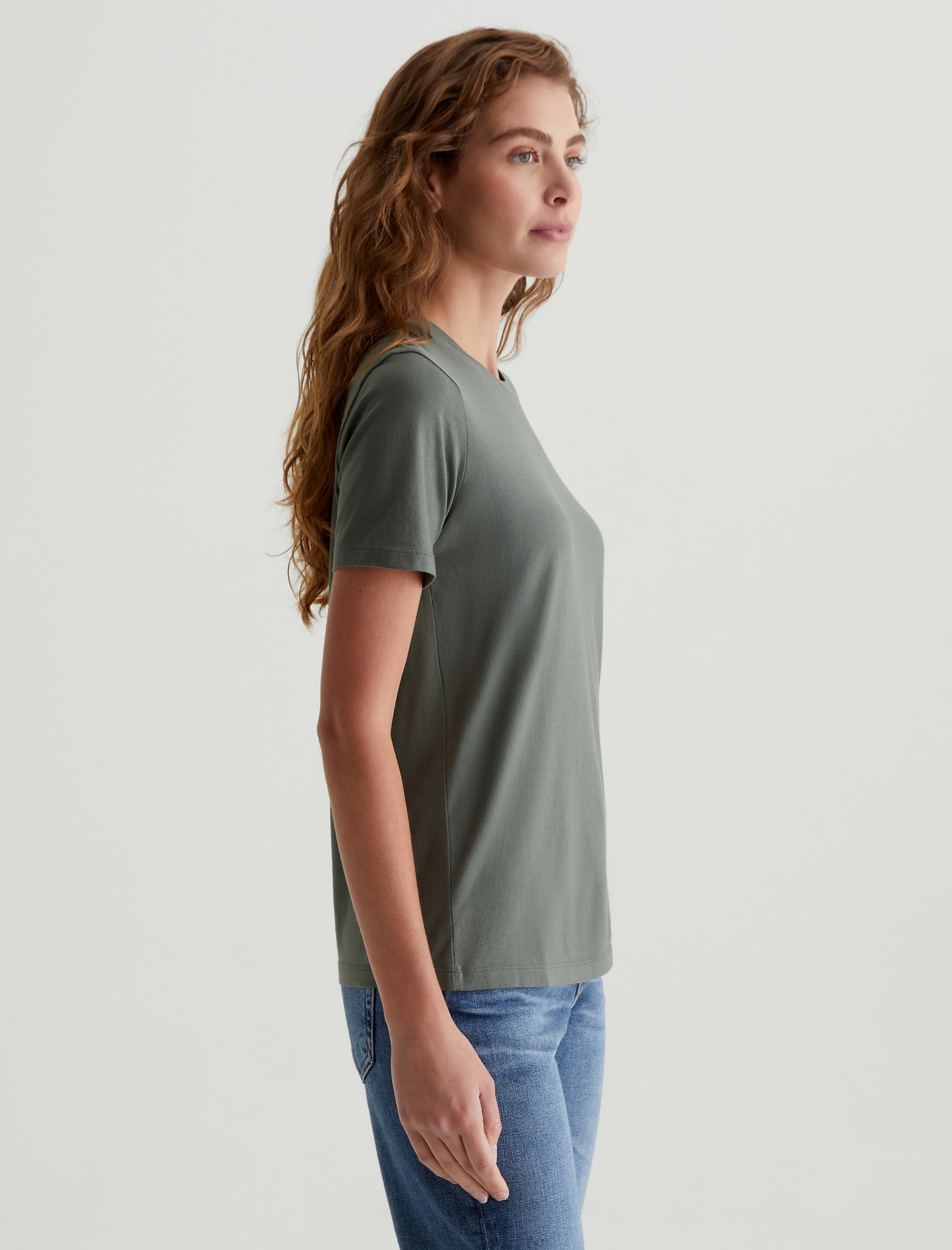 Jagger Crew Hunter Sage Classic Crew Neck T-Shirt Women Top Photo 3