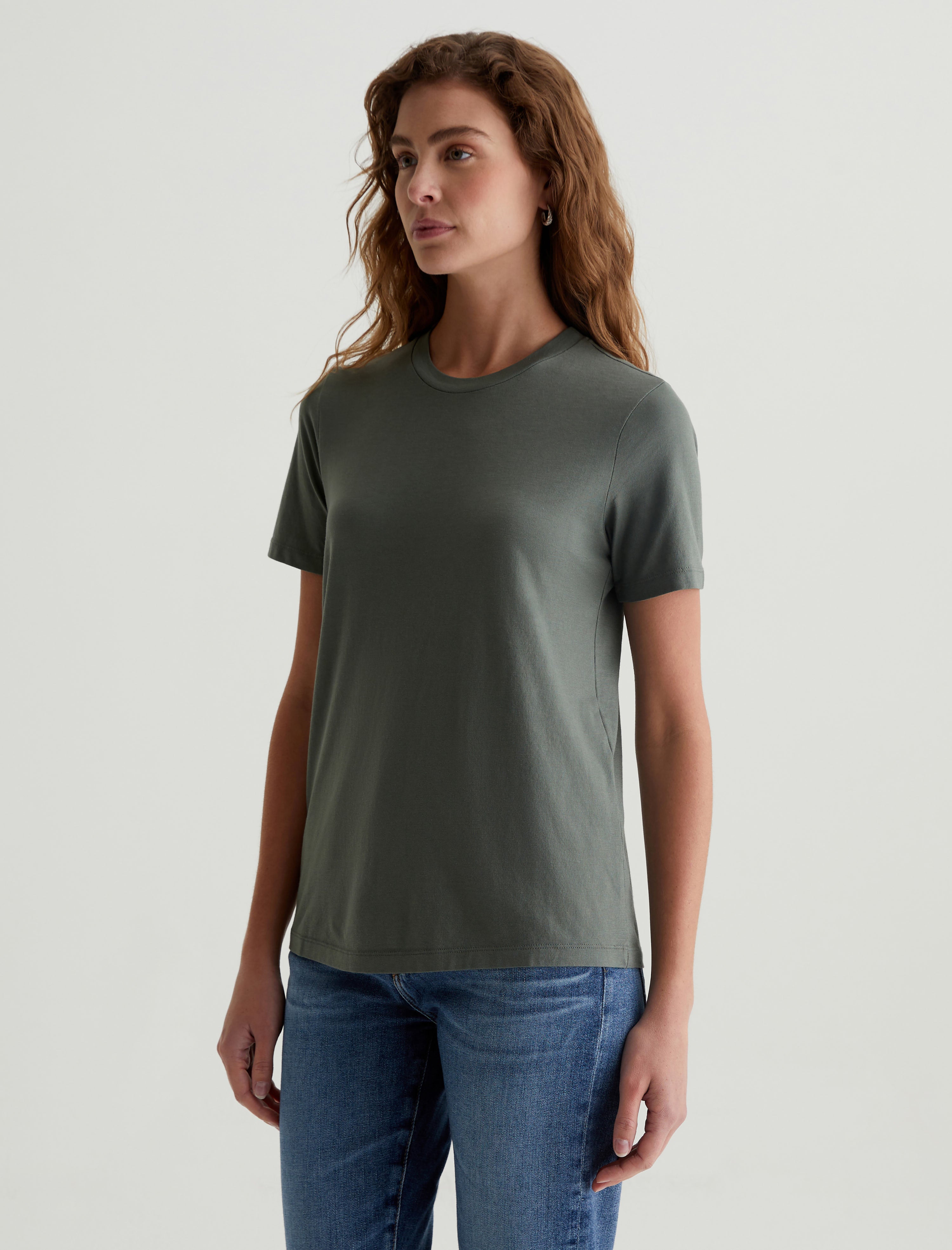 Jagger Crew Hunter Sage Classic Crew Neck T-Shirt Women Top Photo 6