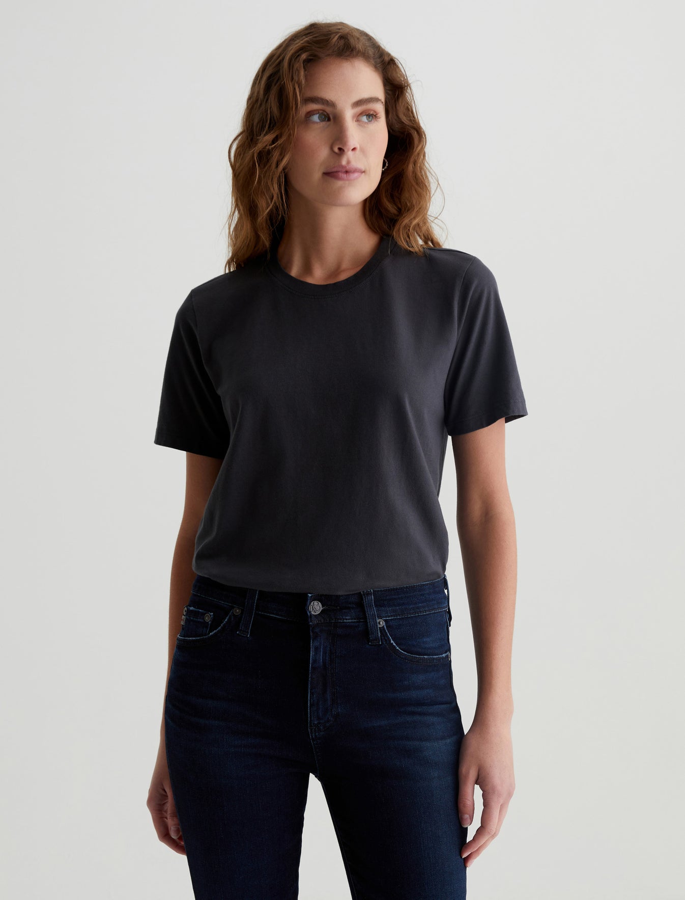 Jagger Crew Ink Stone Classic Fit Short Sleeve Crew Neck T-Shirt Womens Top Photo 1