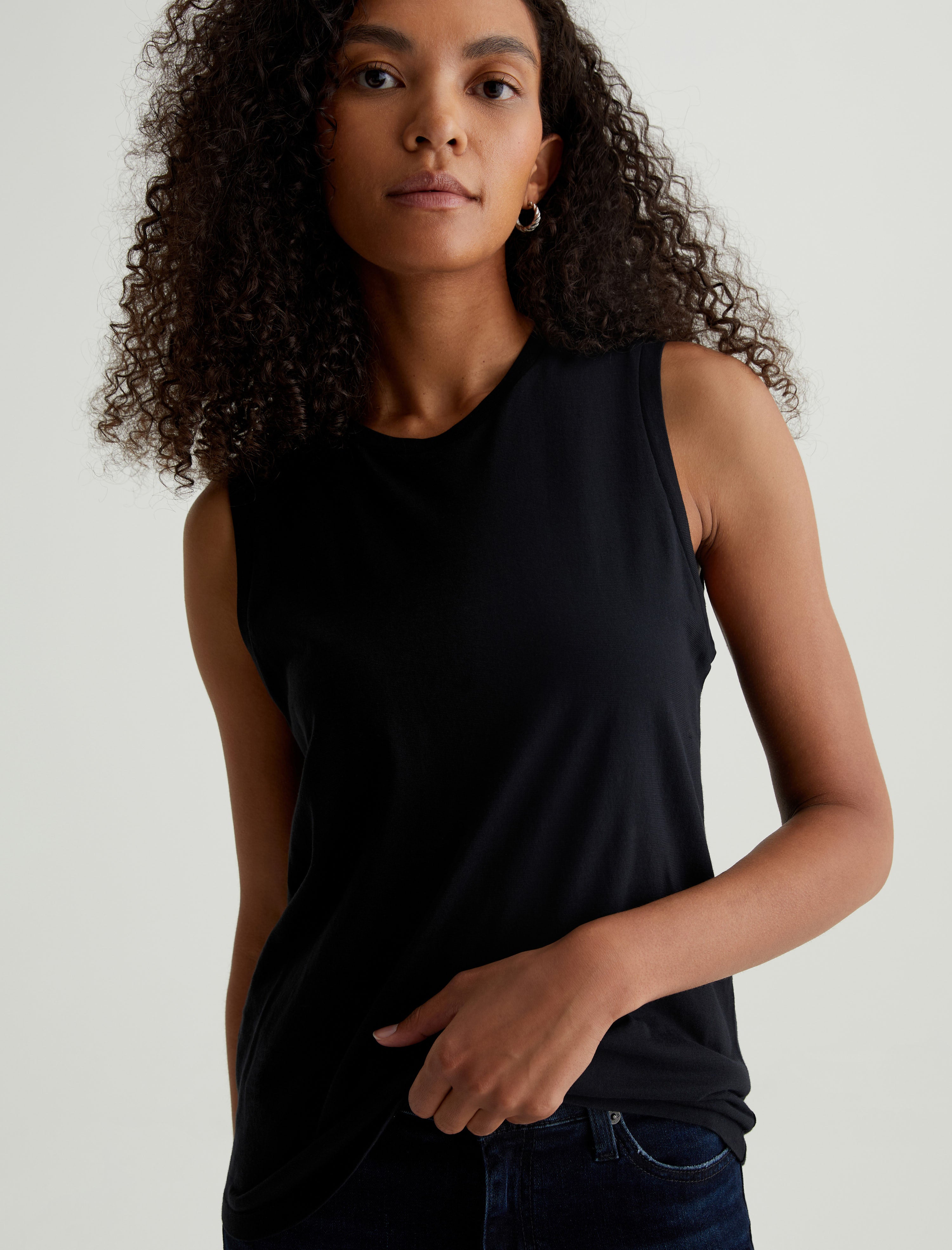 Jagger Muscle Tank True Black Classic Fit Muscle Tank Women Top Photo 3
