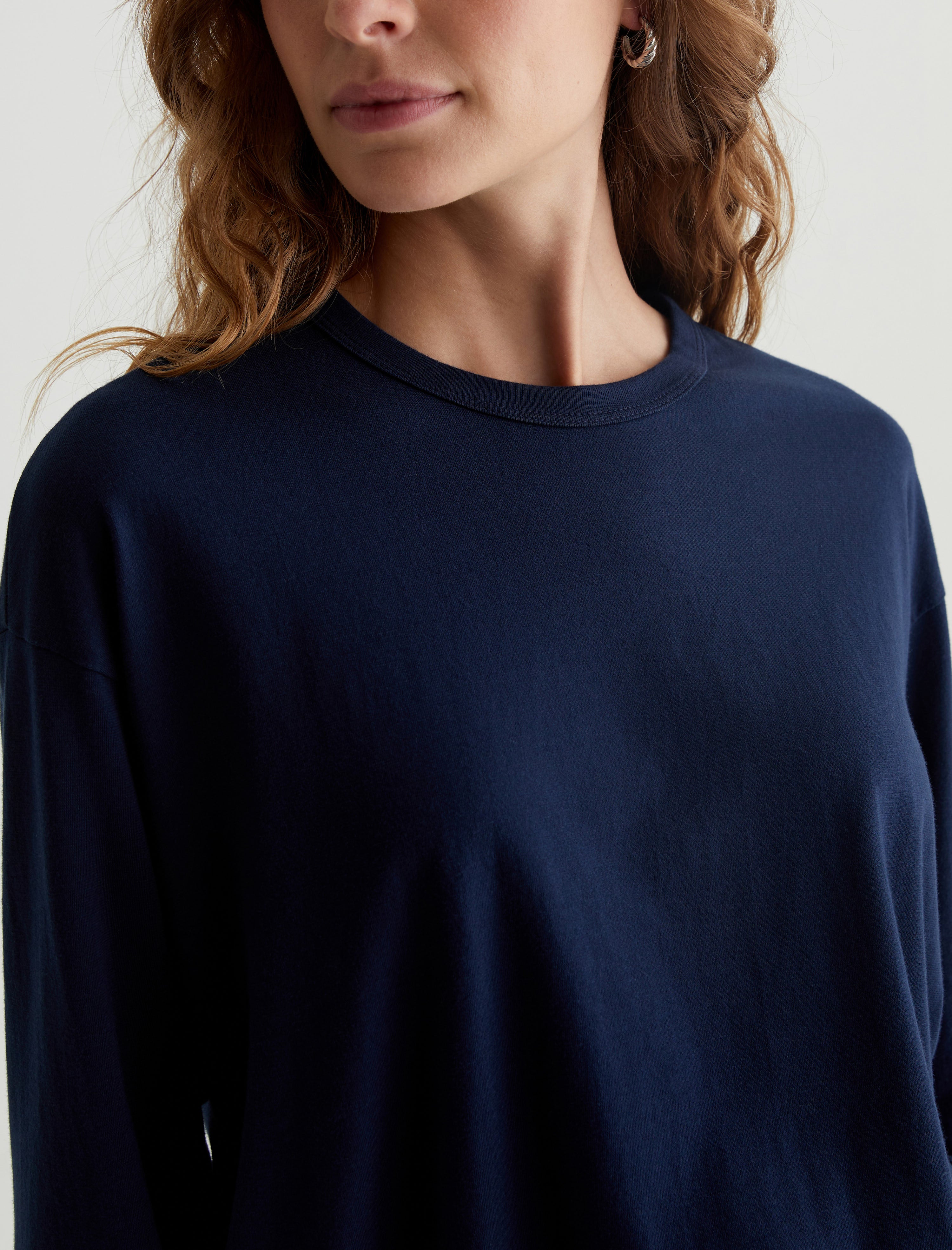 Karter Pullover Deep Navy Oversized Crew Neck Pullover Women Top Photo 2
