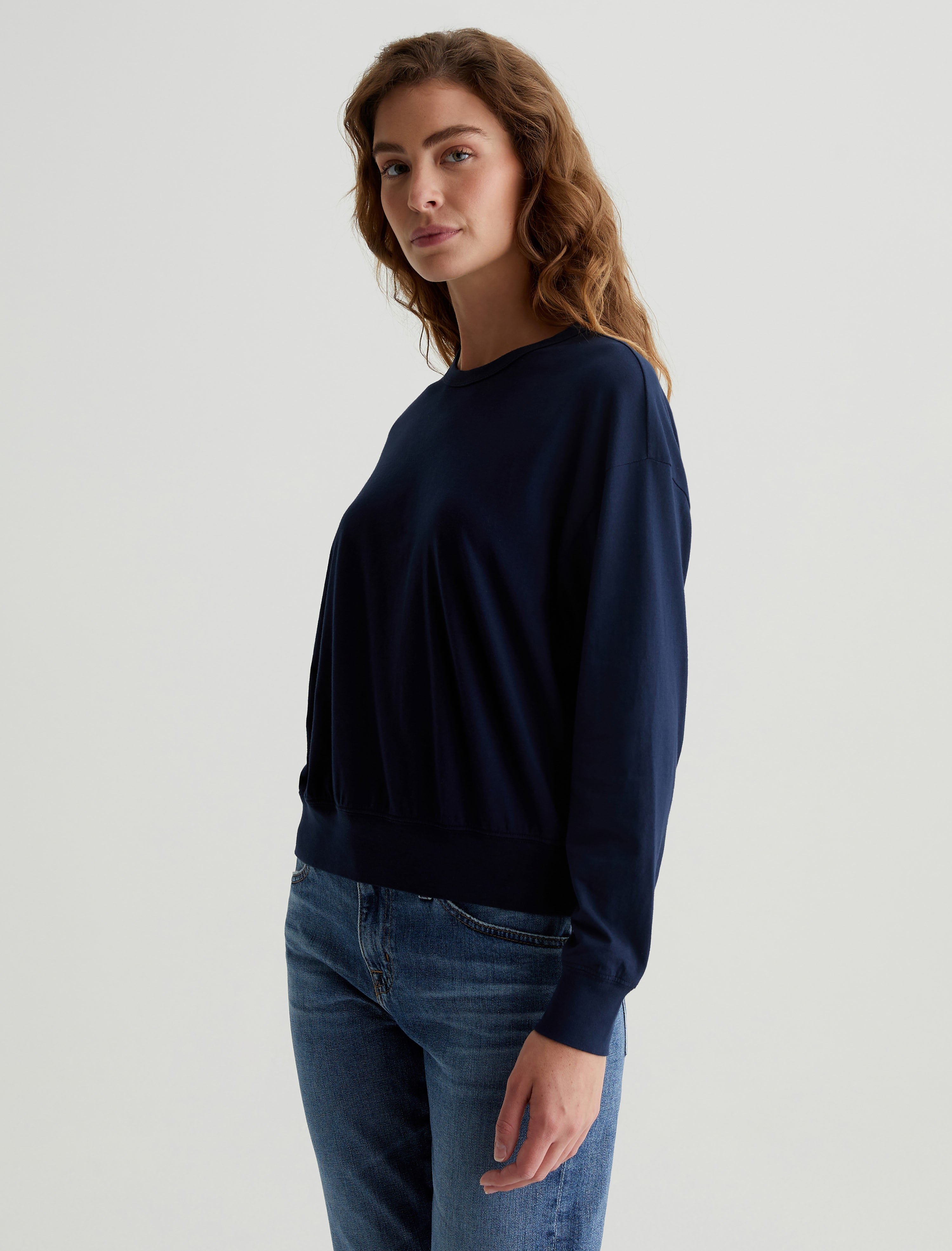 Karter Pullover Deep Navy Oversized Crew Neck Pullover Women Top Photo 3