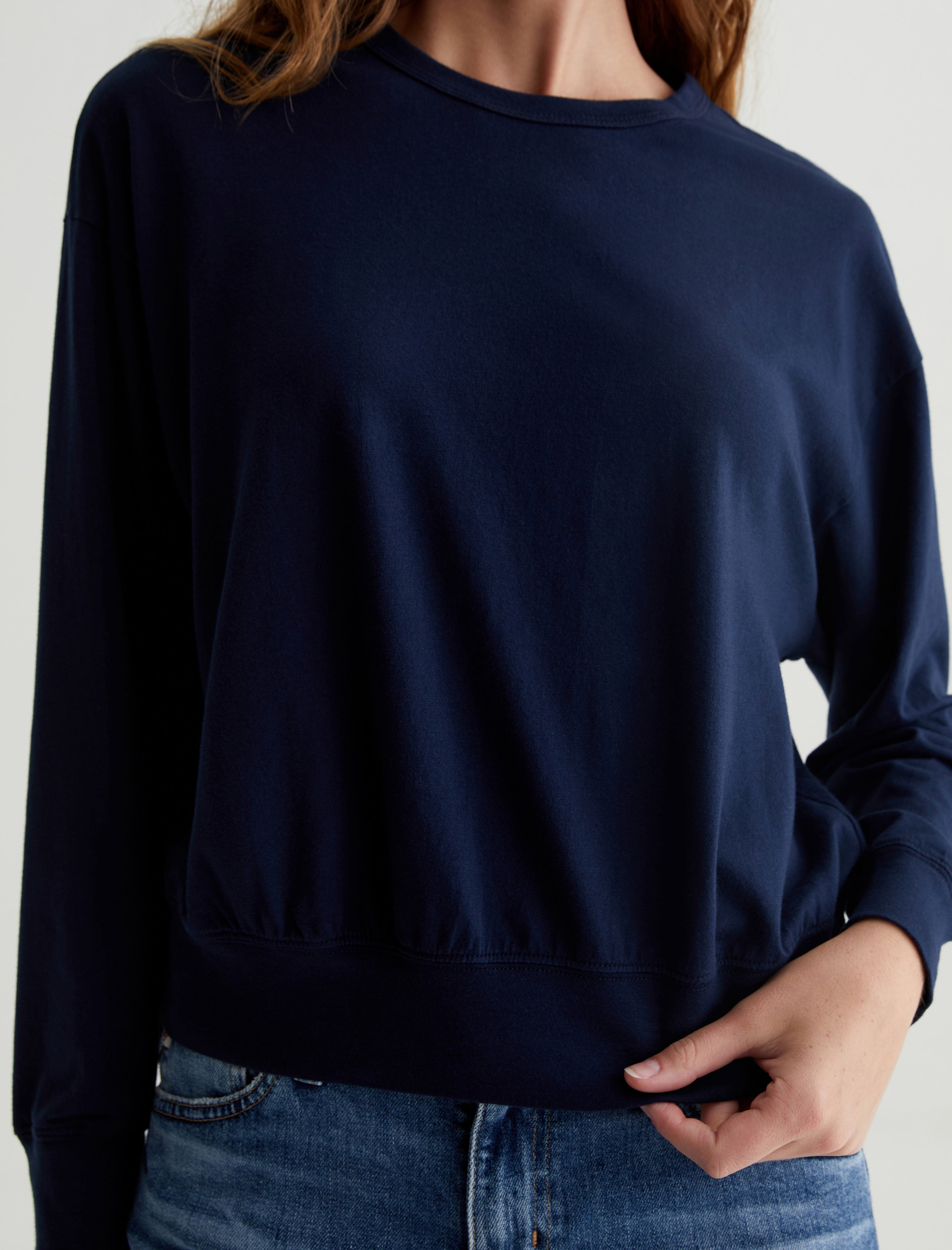 Karter Pullover Deep Navy Oversized Crew Neck Pullover Women Top Photo 5