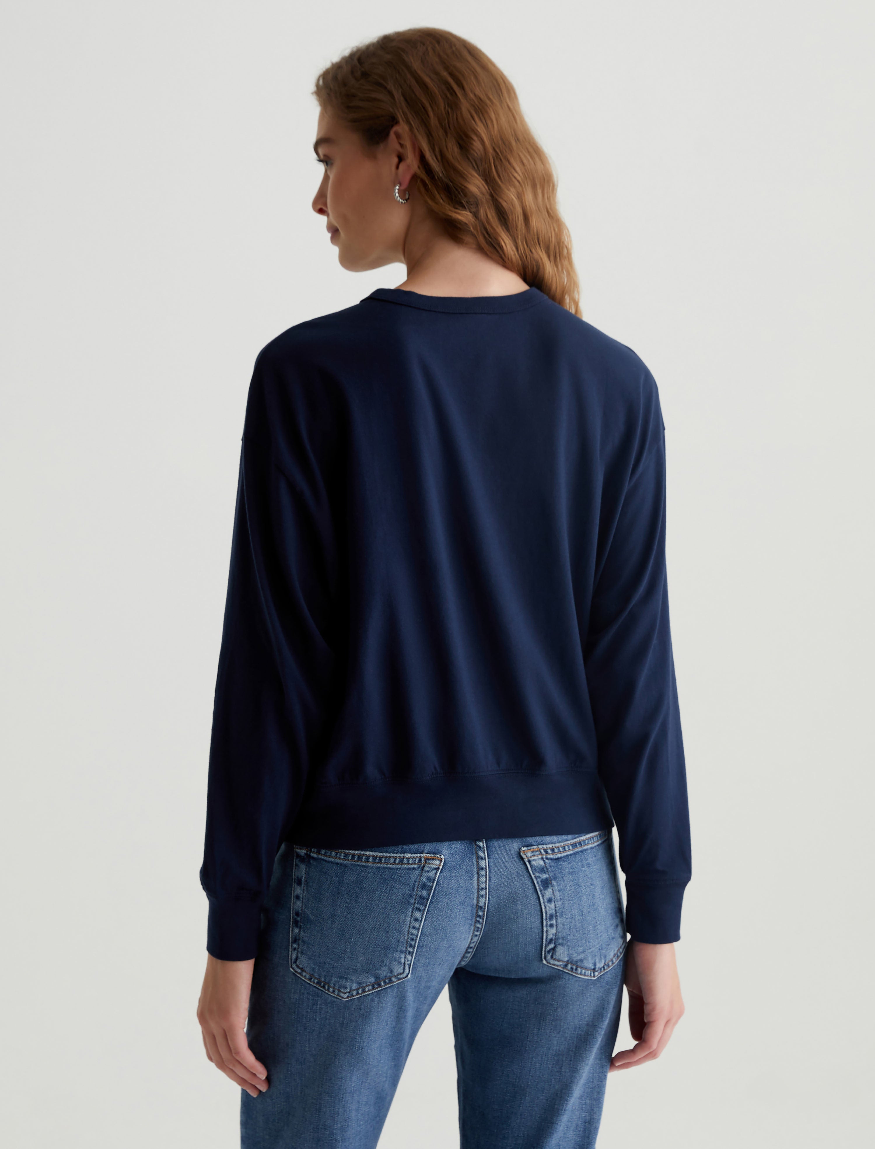 Karter Pullover Deep Navy Oversized Crew Neck Pullover Women Top Photo 7