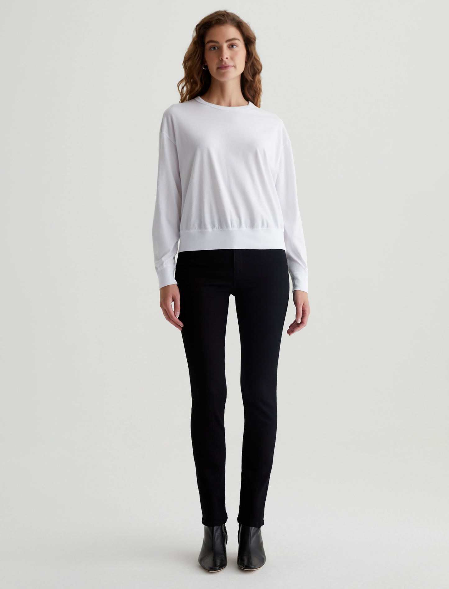 Karter Pullover True White Oversized Fit Long Sleeve Crew Neck Pullover Womens Top Photo 4