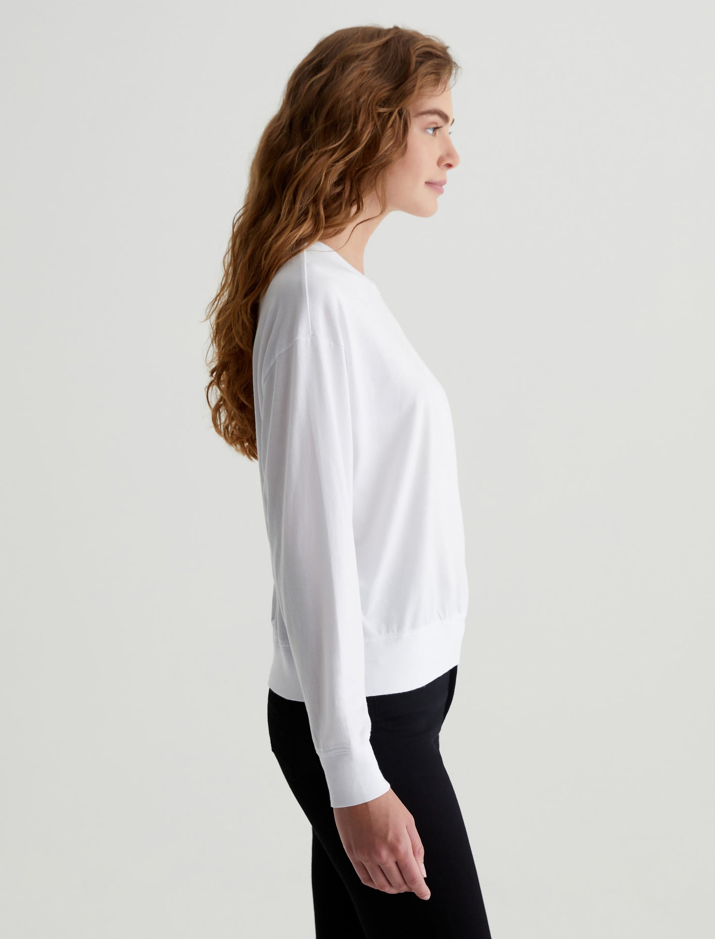 Karter Pullover True White Oversized Fit Long Sleeve Crew Neck Pullover Womens Top Photo 6