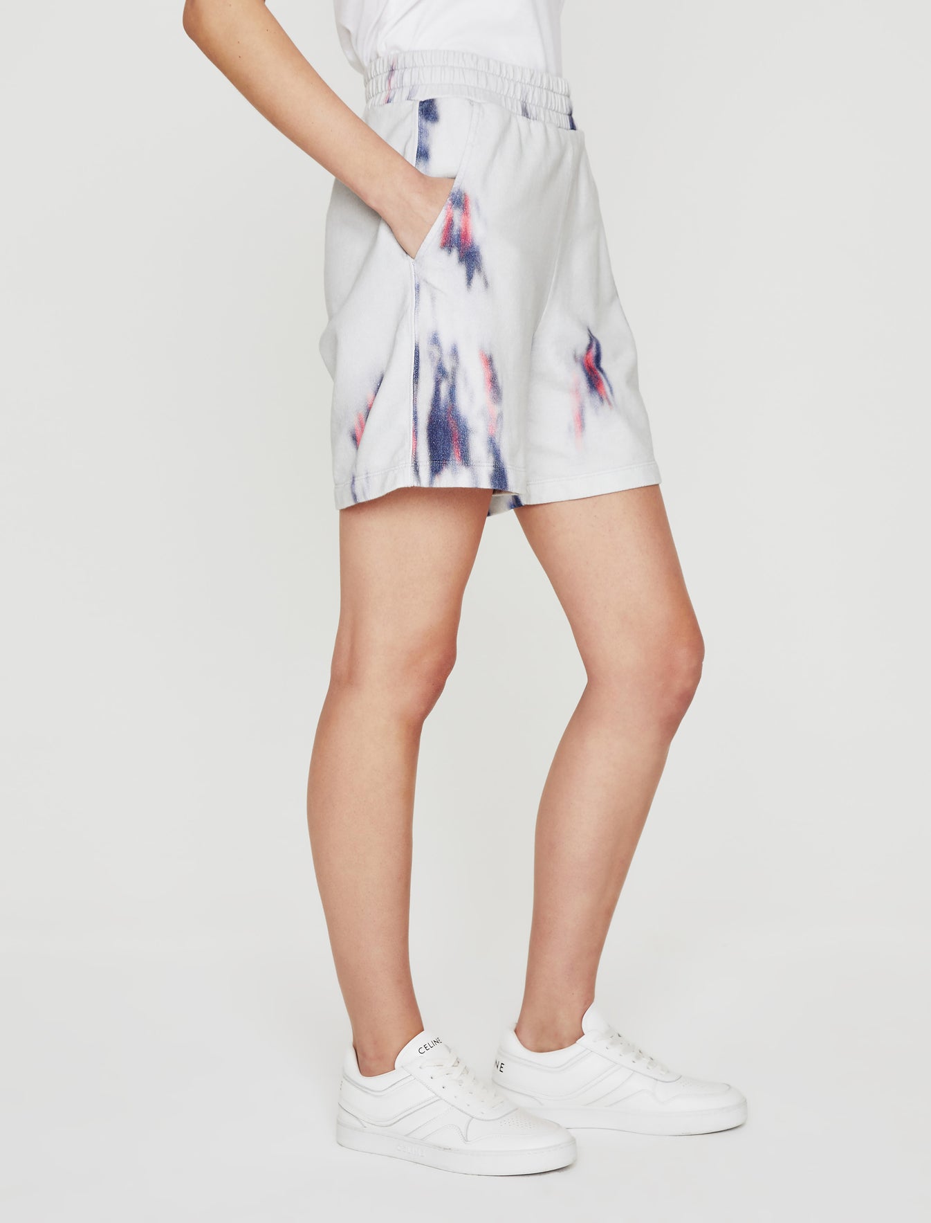 Nova Sweatshort Ikat Brush Blue Multi Relaxed Sweatshort Women Bottom Photo 5