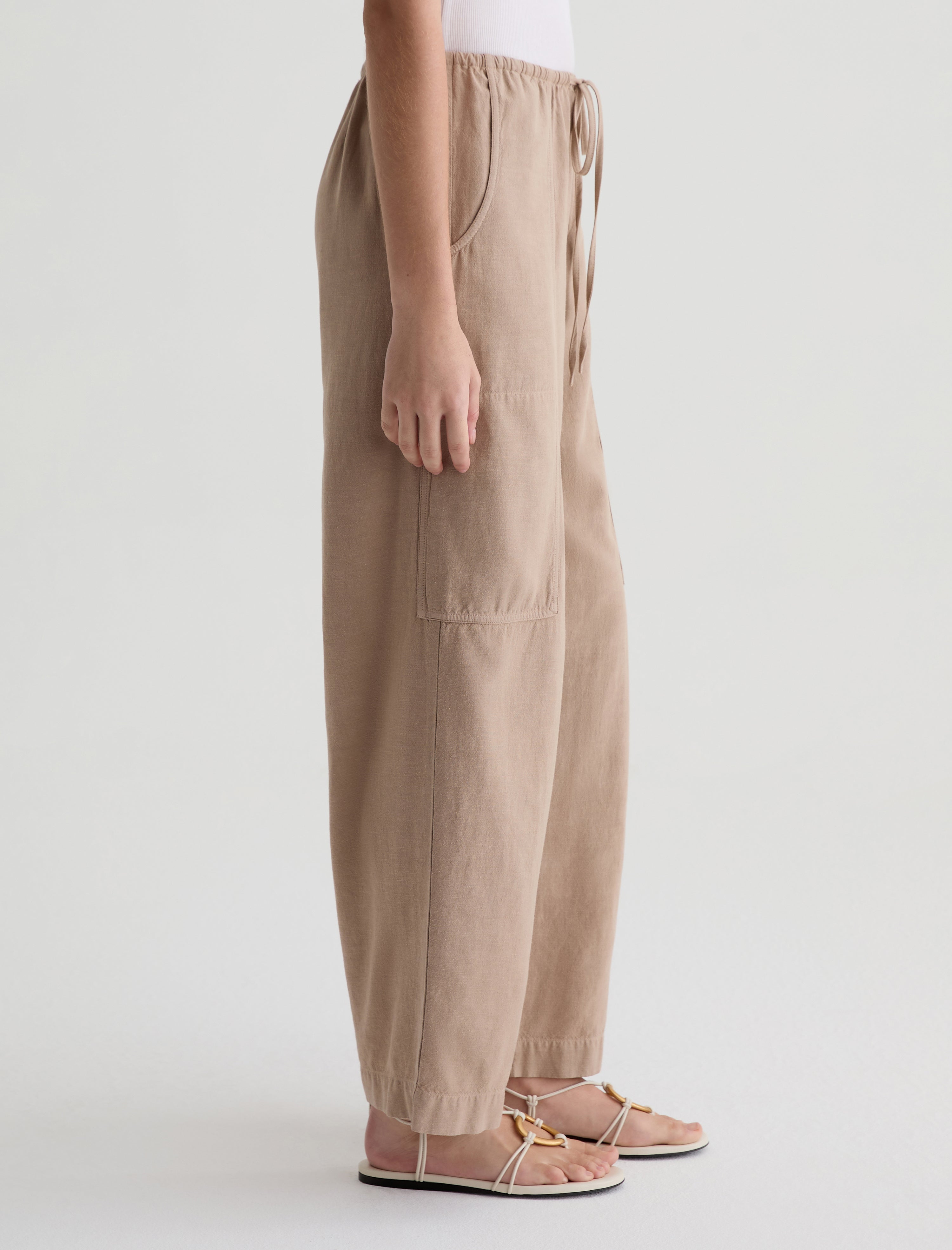 Nina Simple Taupe Pull-On Wide Leg Women Bottom Photo 4