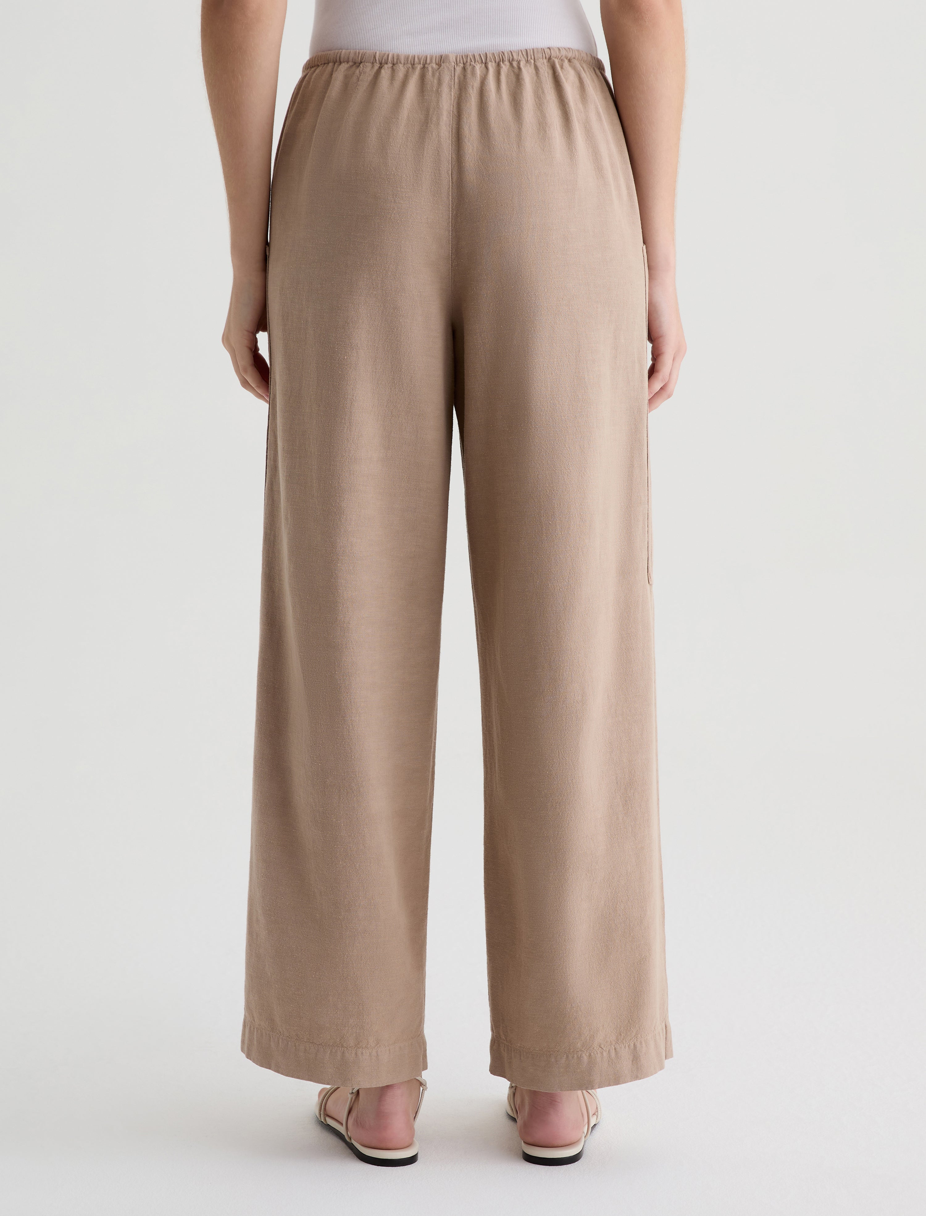Nina Simple Taupe Pull-On Wide Leg Women Bottom Photo 7
