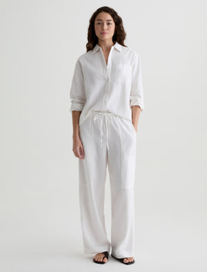 Nina White Pull-On Wide Leg Women Bottom Photo 1