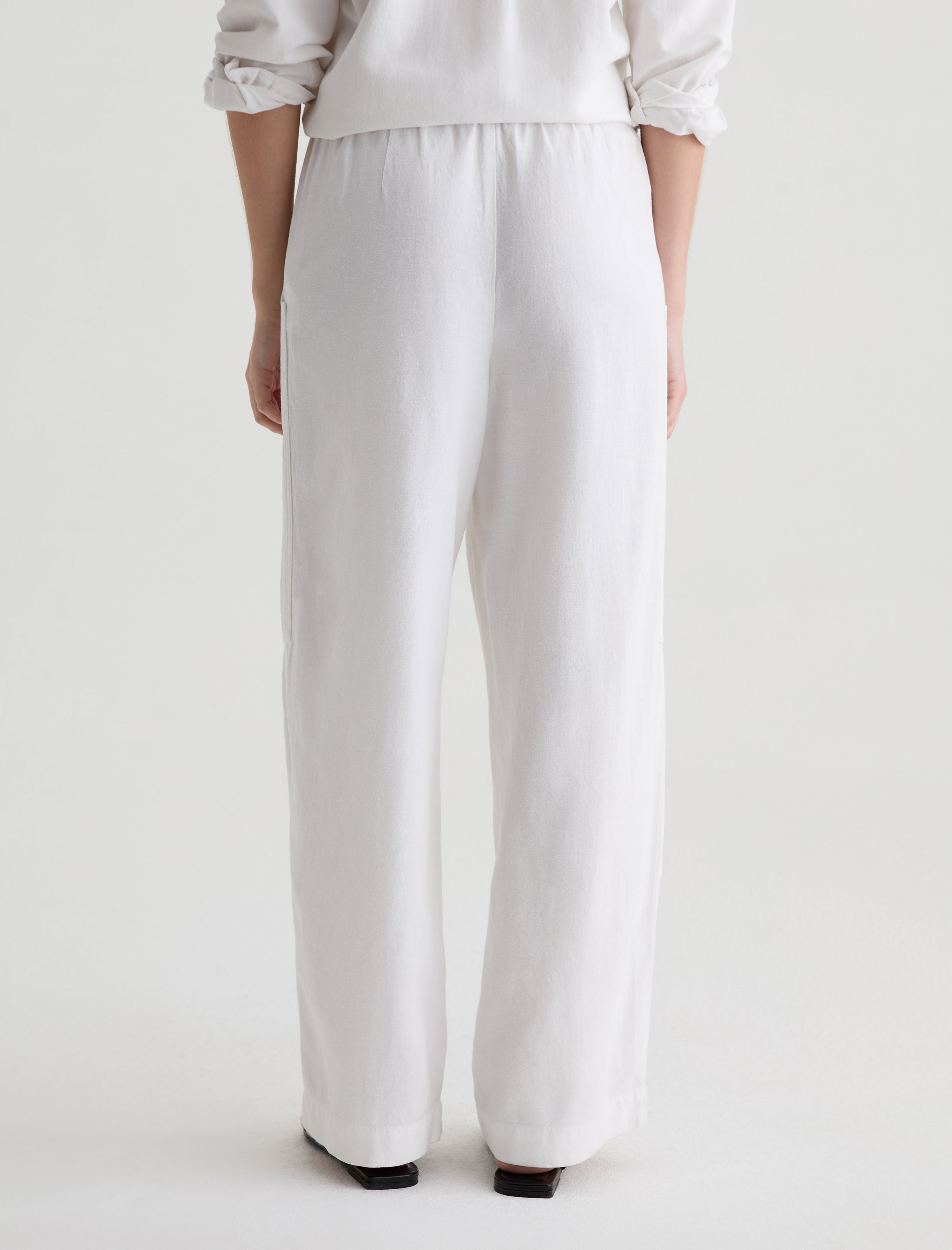 Nina White Pull-On Wide Leg Women Bottom Photo 7