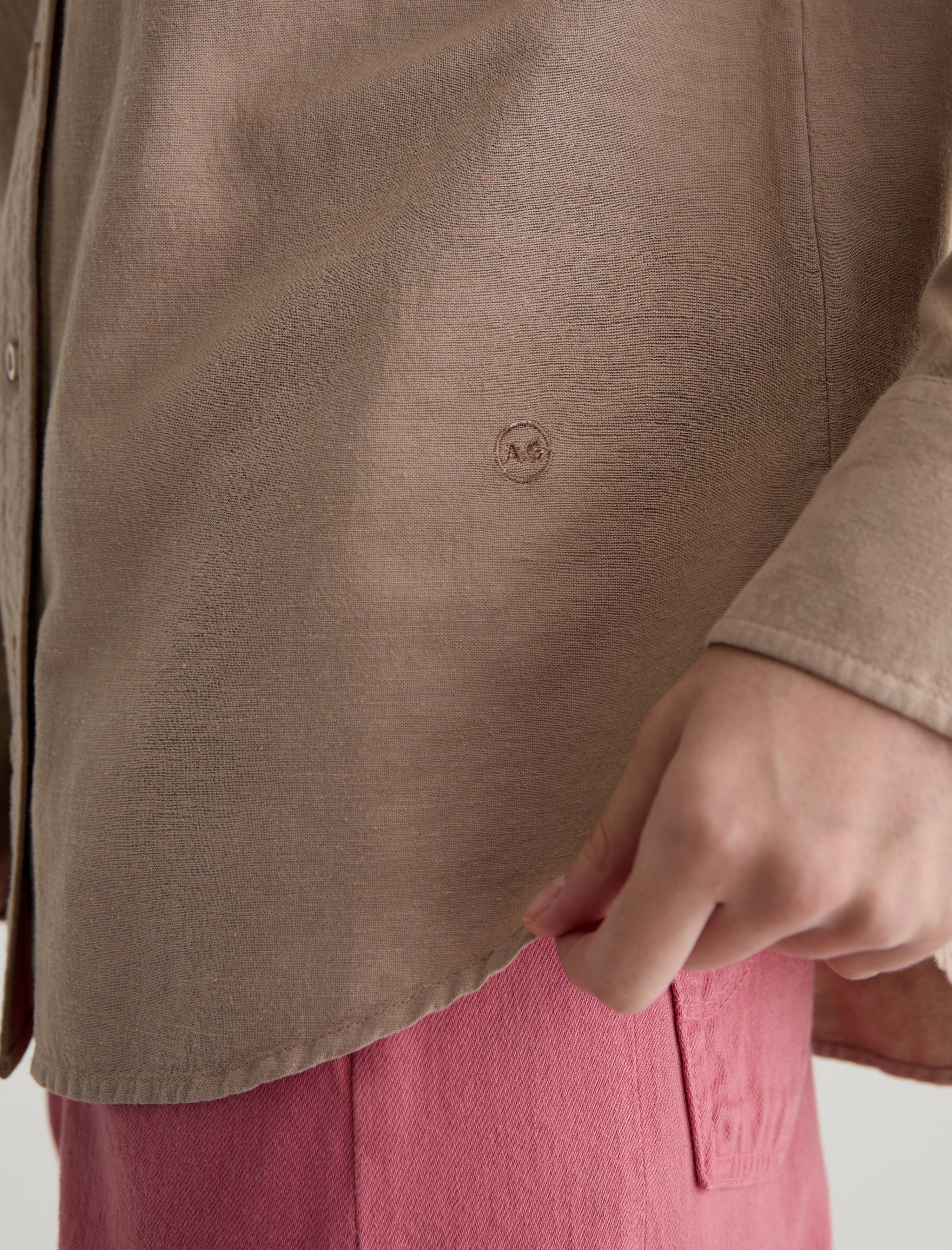 Addison Shirt Simple Taupe Relaxed Button-Up Shirt Women Top Photo 5