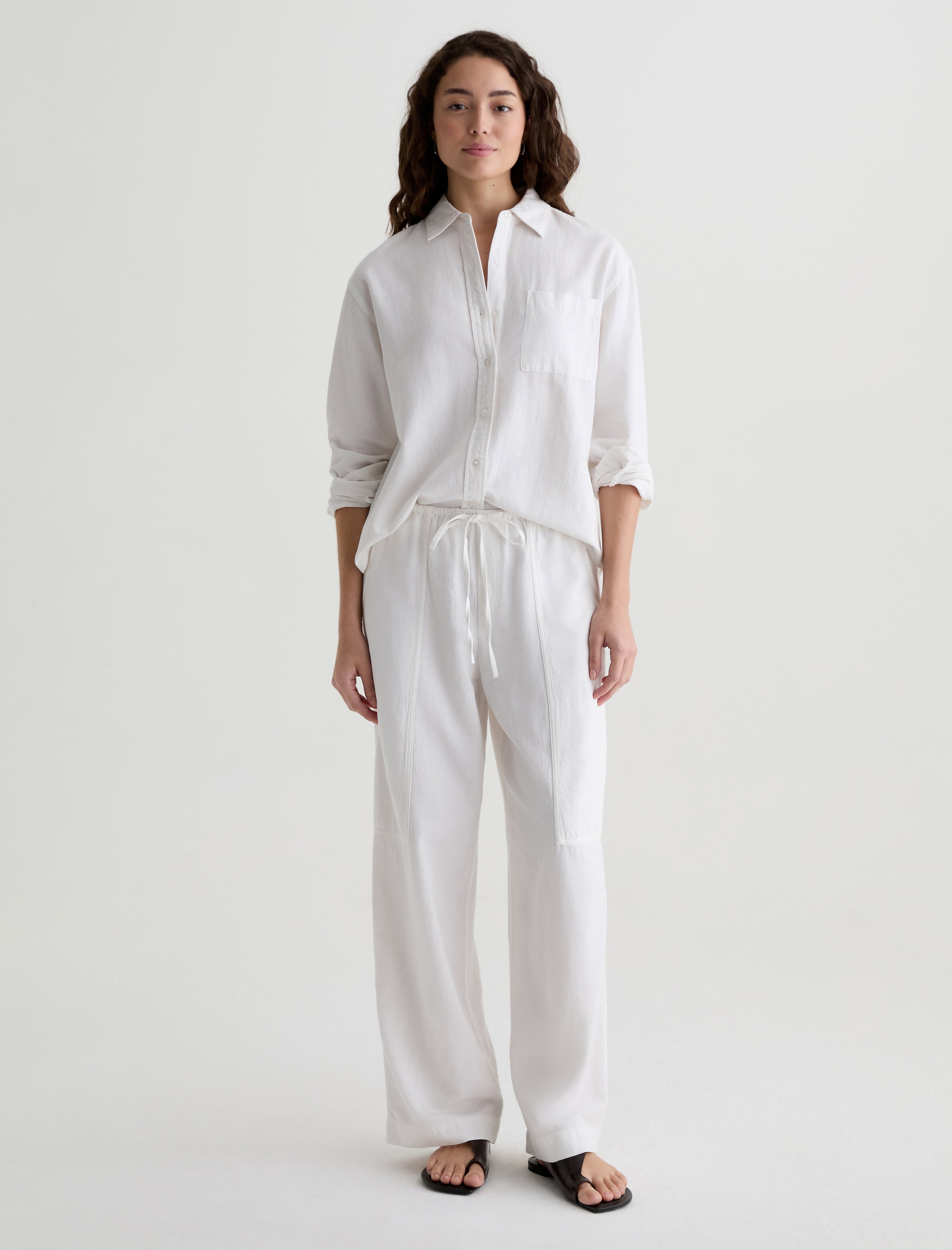 Addison Shirt White Relaxed Button-Up Shirt Women Top Photo 4