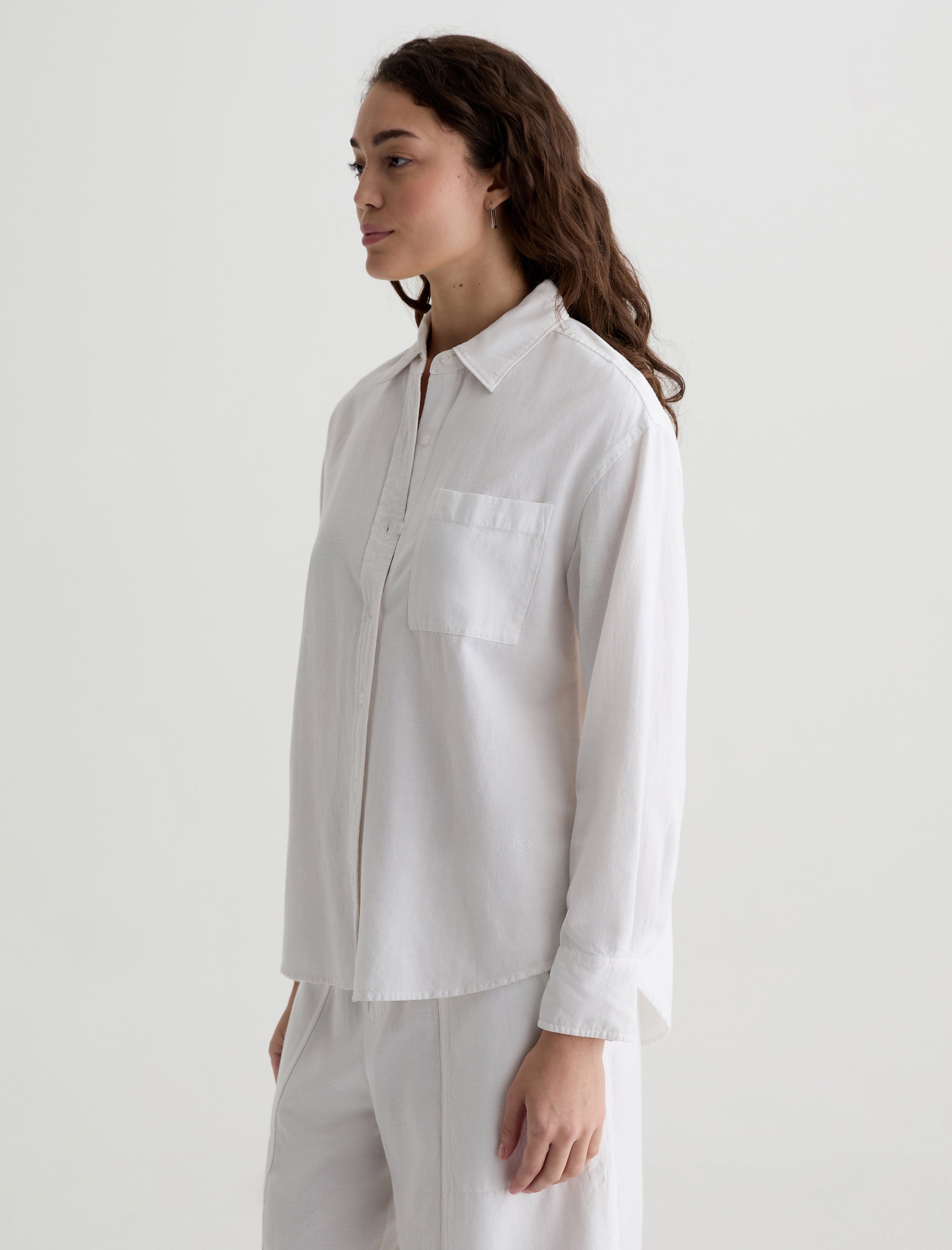 Addison Shirt White Relaxed Button-Up Shirt Women Top Photo 6