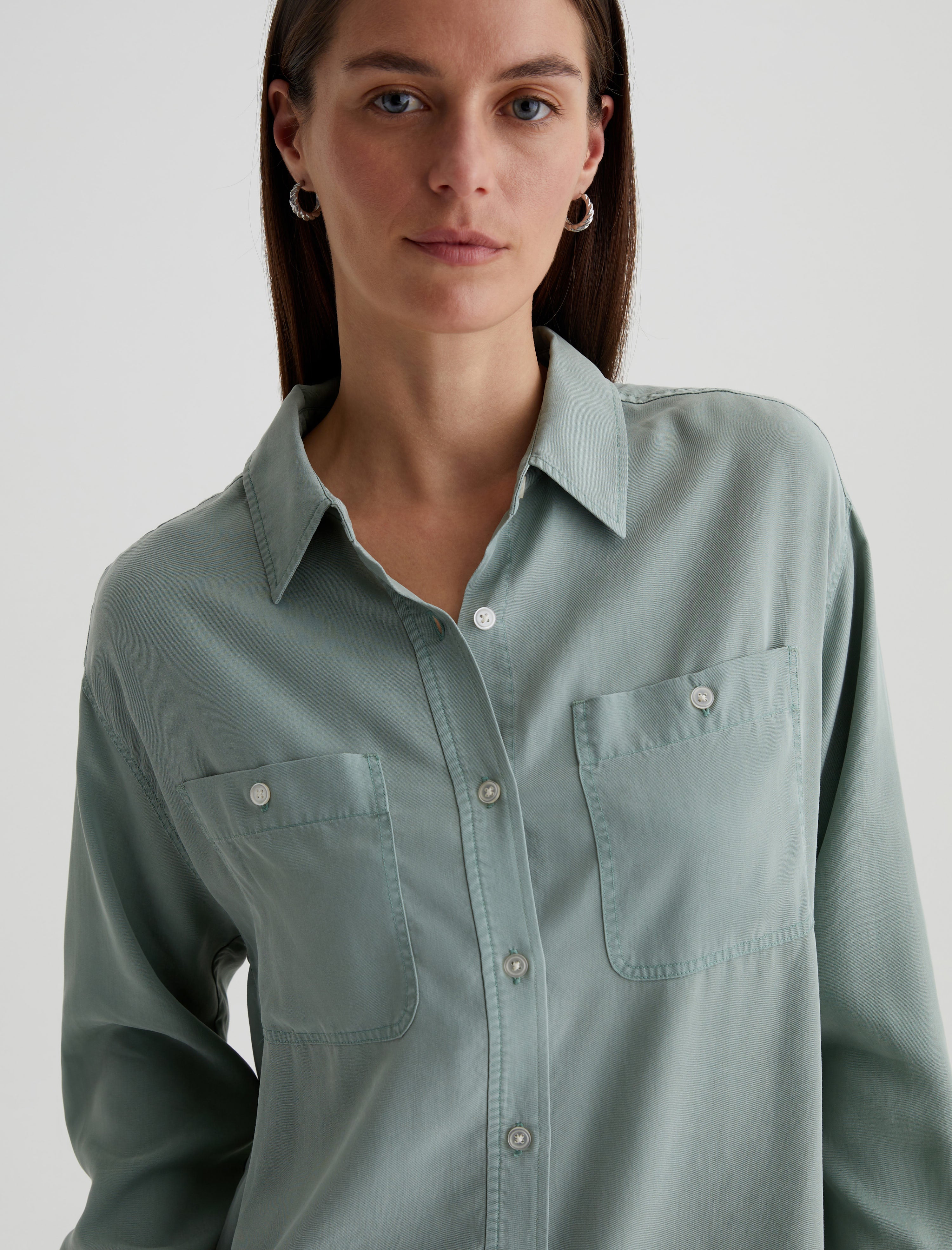 Leny Matcha Latte Relaxed Shirt Women Top Photo 2