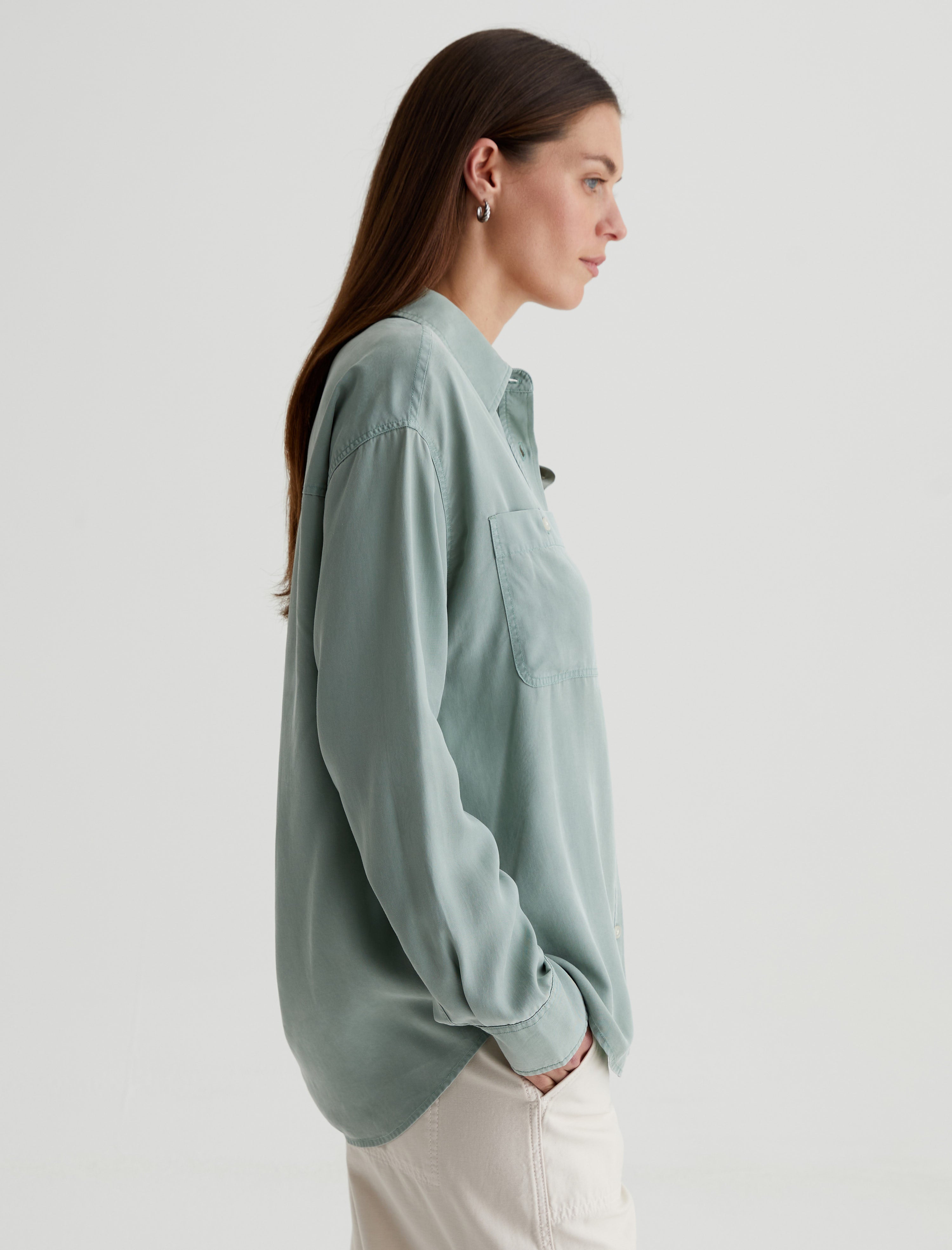 Leny Matcha Latte Relaxed Shirt Women Top Photo 3