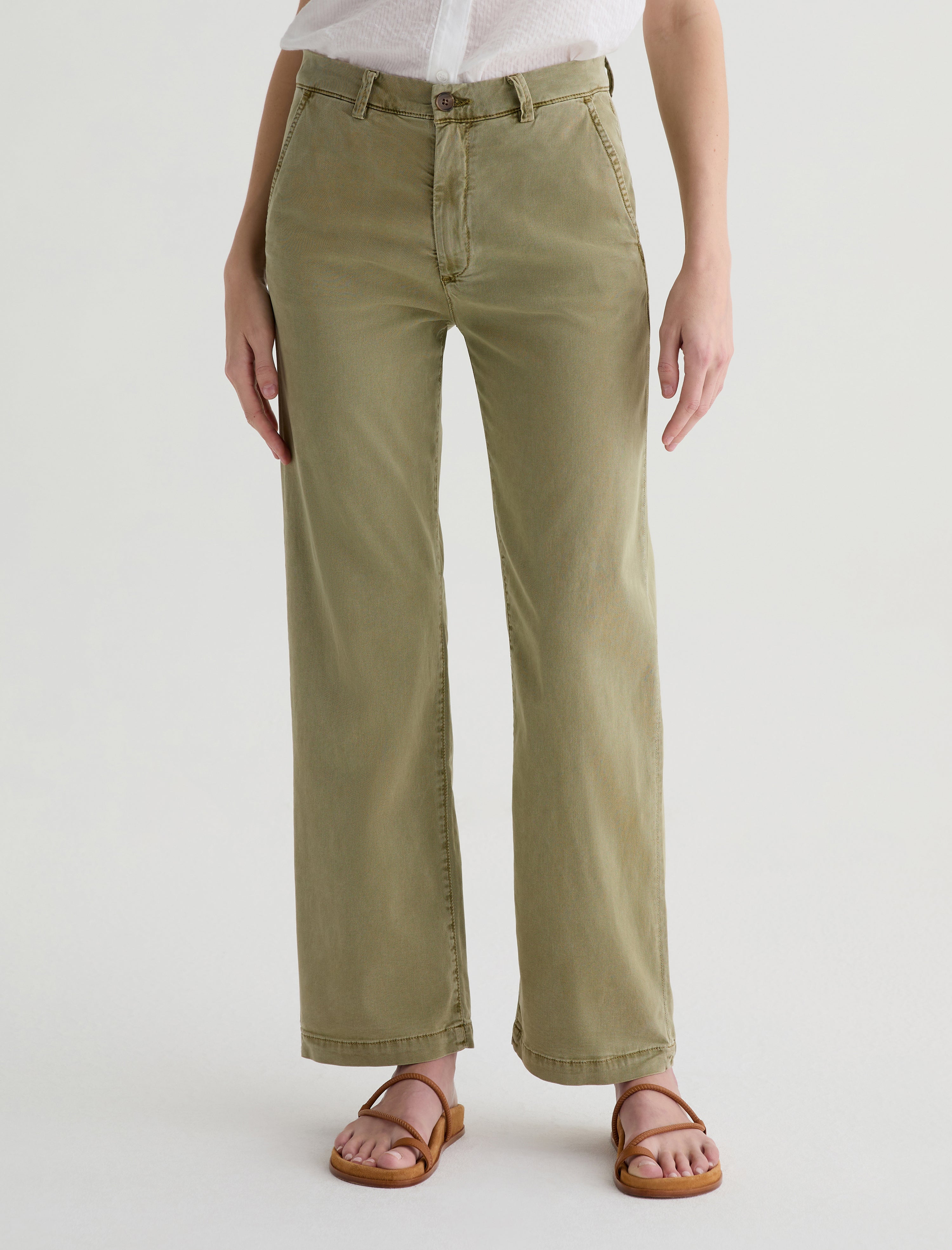 Caden Straight Sulfur Basil Relaxed Chino Women Bottom Photo 2