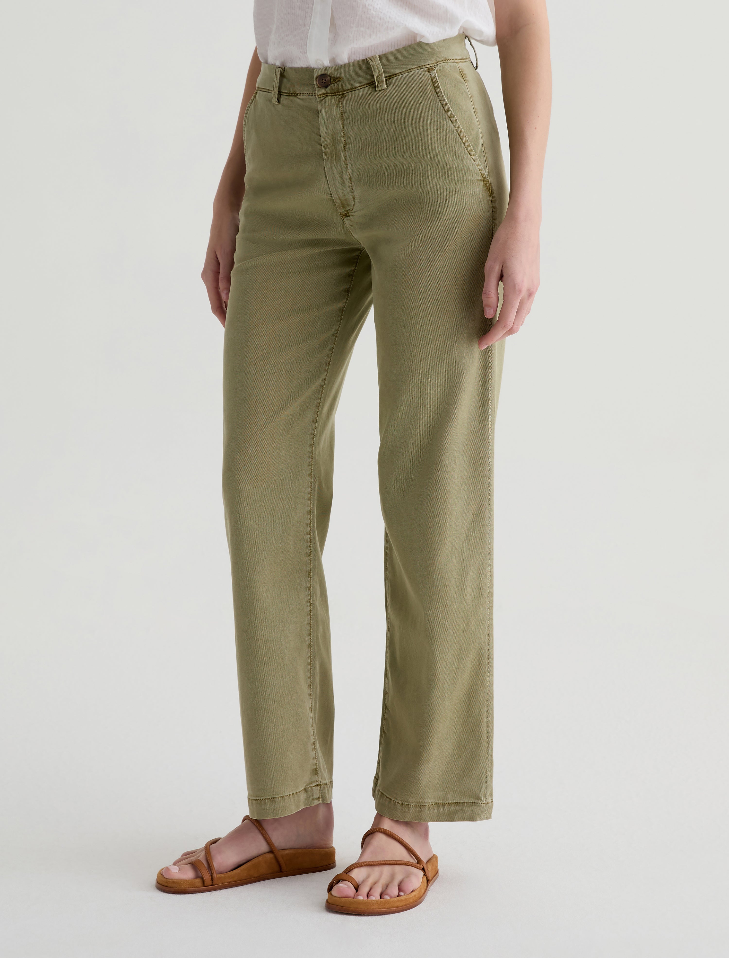 Caden Straight Sulfur Basil Relaxed Chino Women Bottom Photo 5