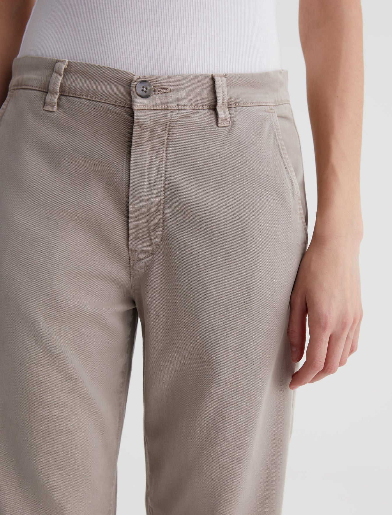Caden Straight Sulfur Desert Taupe Tailored Trouser Women Bottom Photo 3