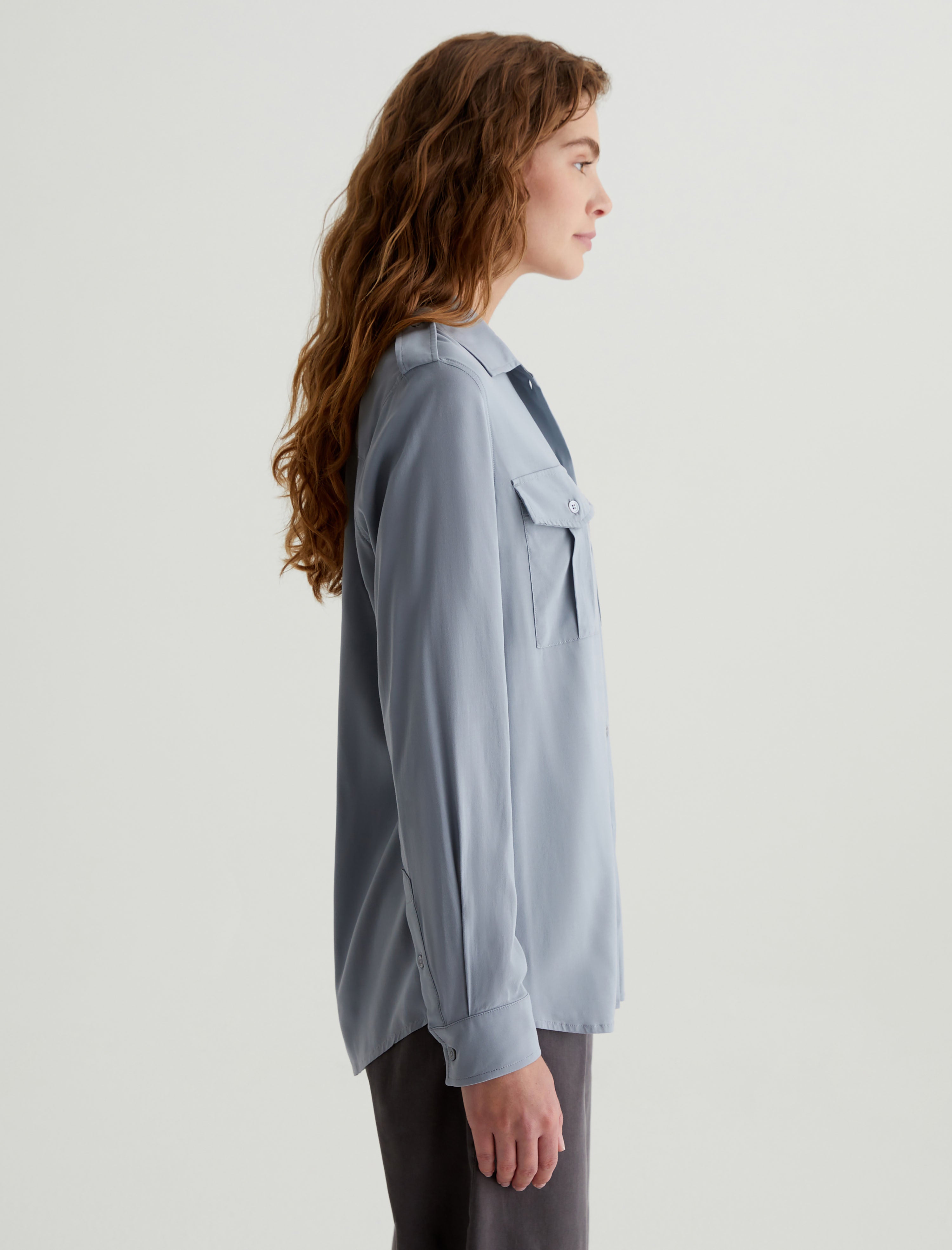 Cybil Shirt Monaco Blue Military Shirt Women Top Photo 3