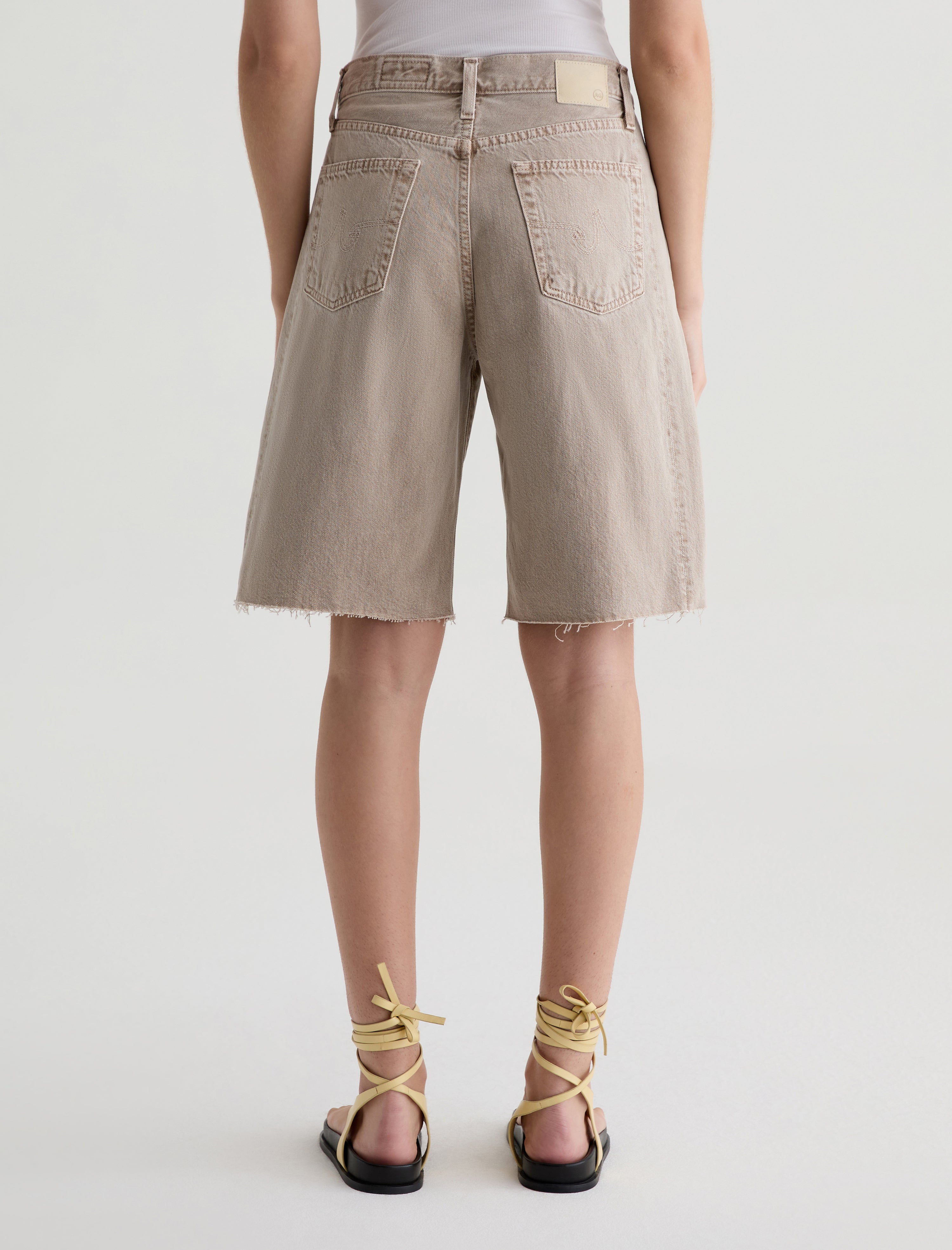 Hattie Short Sulfur Simple Taupe High-Rise Bermuda Women Bottom Photo 7