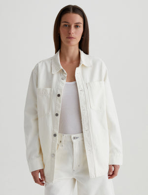 Vita Jacket Powder Destructed Relaxed Shirt Jacket Women Top Photo 1