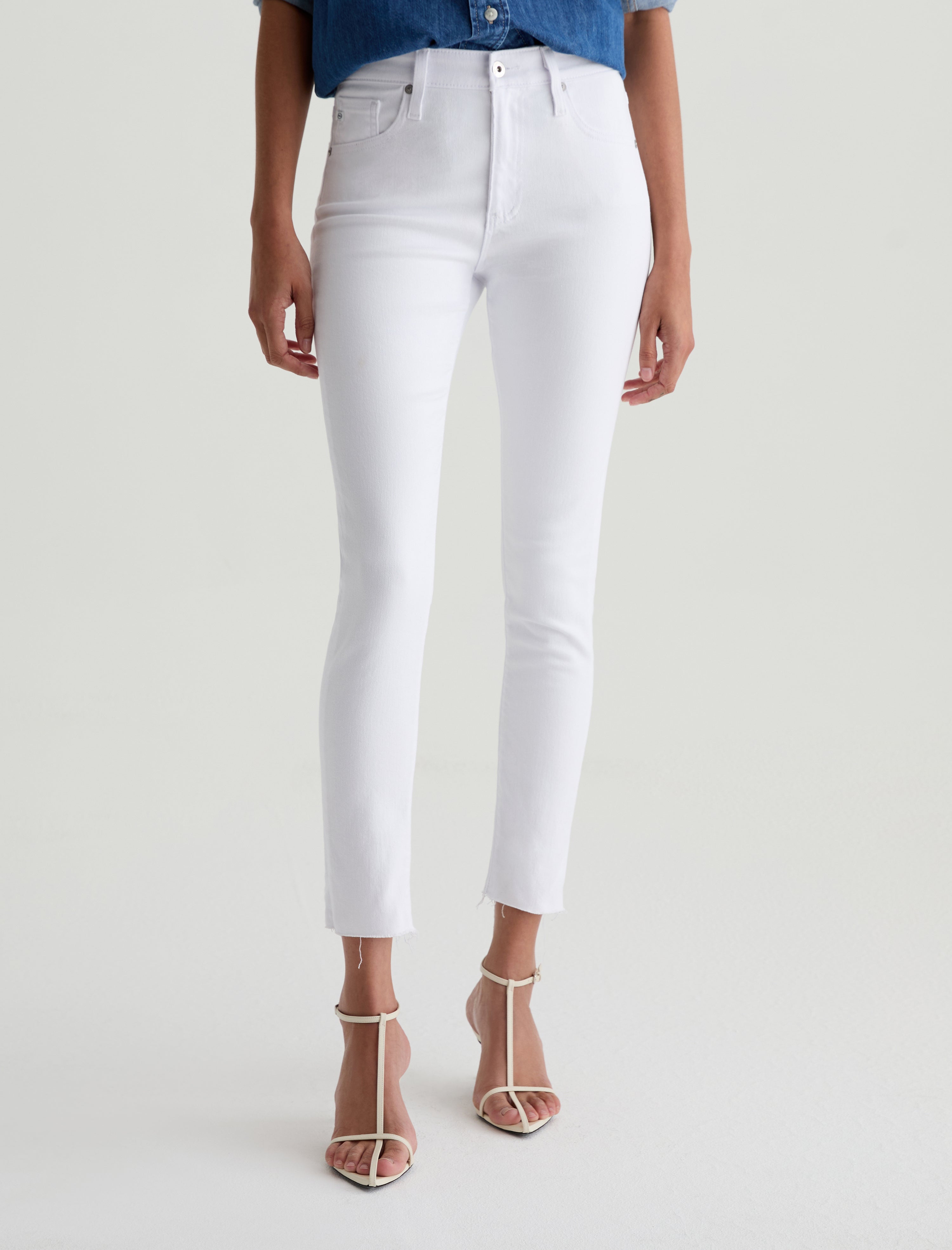 Farrah Skinny Ankle White Mid-Rise Skinny Womens Bottom Photo 2