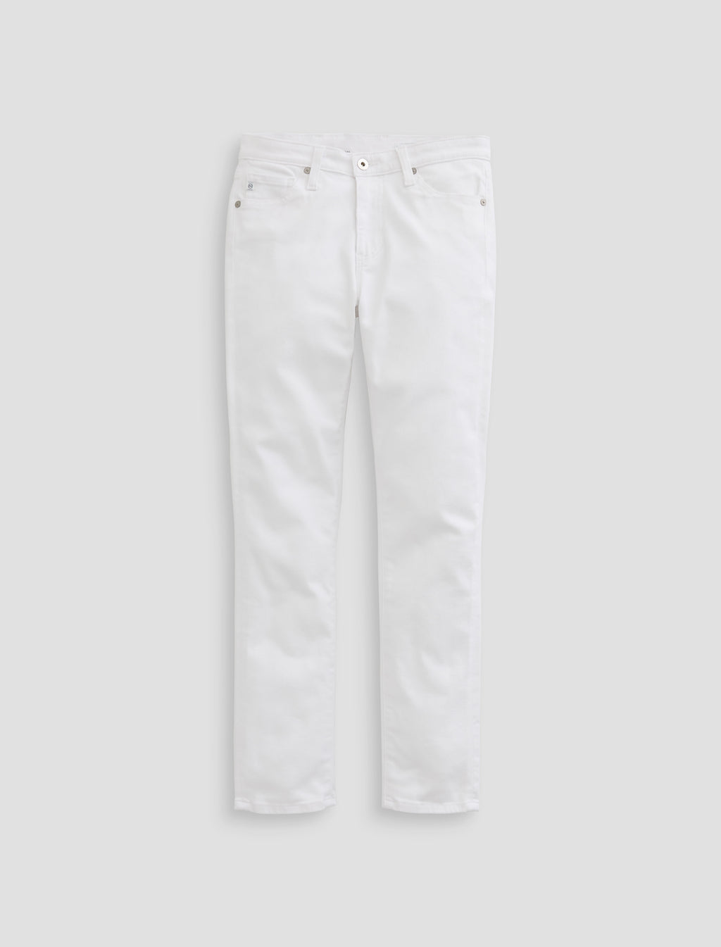 ag prima cigarette jeans white Leg at Official Store Soft Stretch Denim in white AG Womens The Prima Mid-Rise