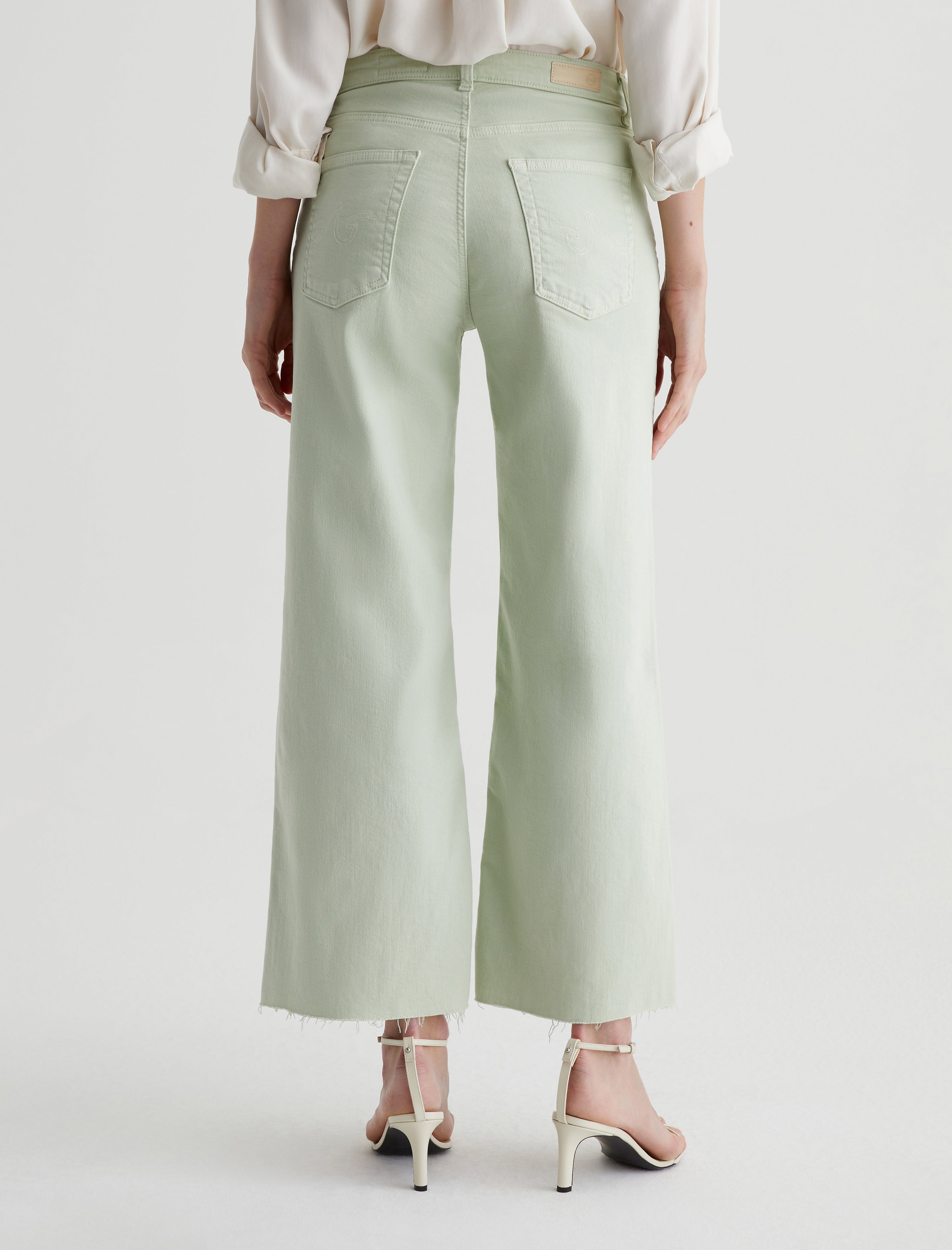 Saige Wide Leg Crop Pistachio Mid-Rise Wide Leg Women Bottom Photo 7