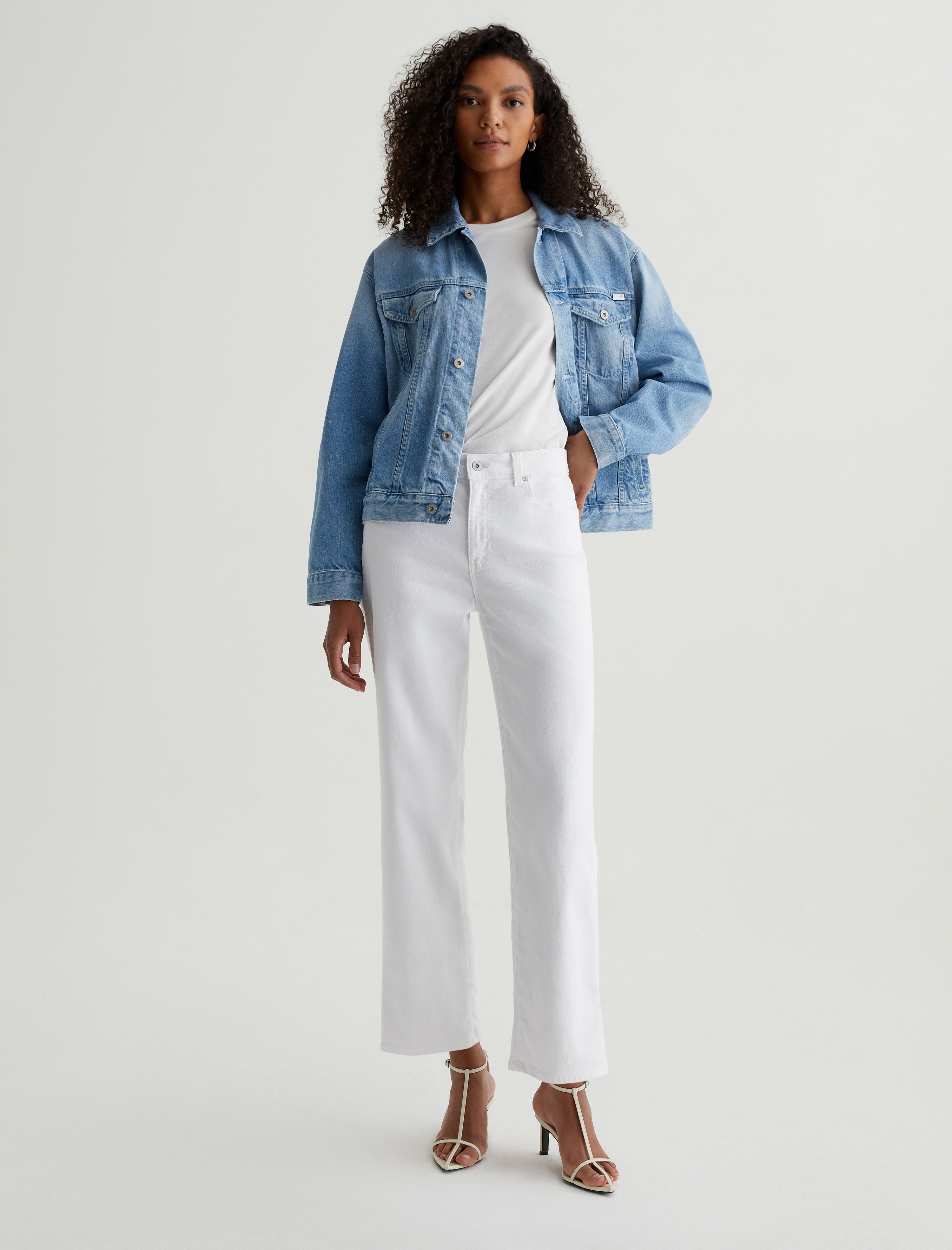 Brinley Crop Gallery White Mid Rise Straight Women Bottom Photo 1