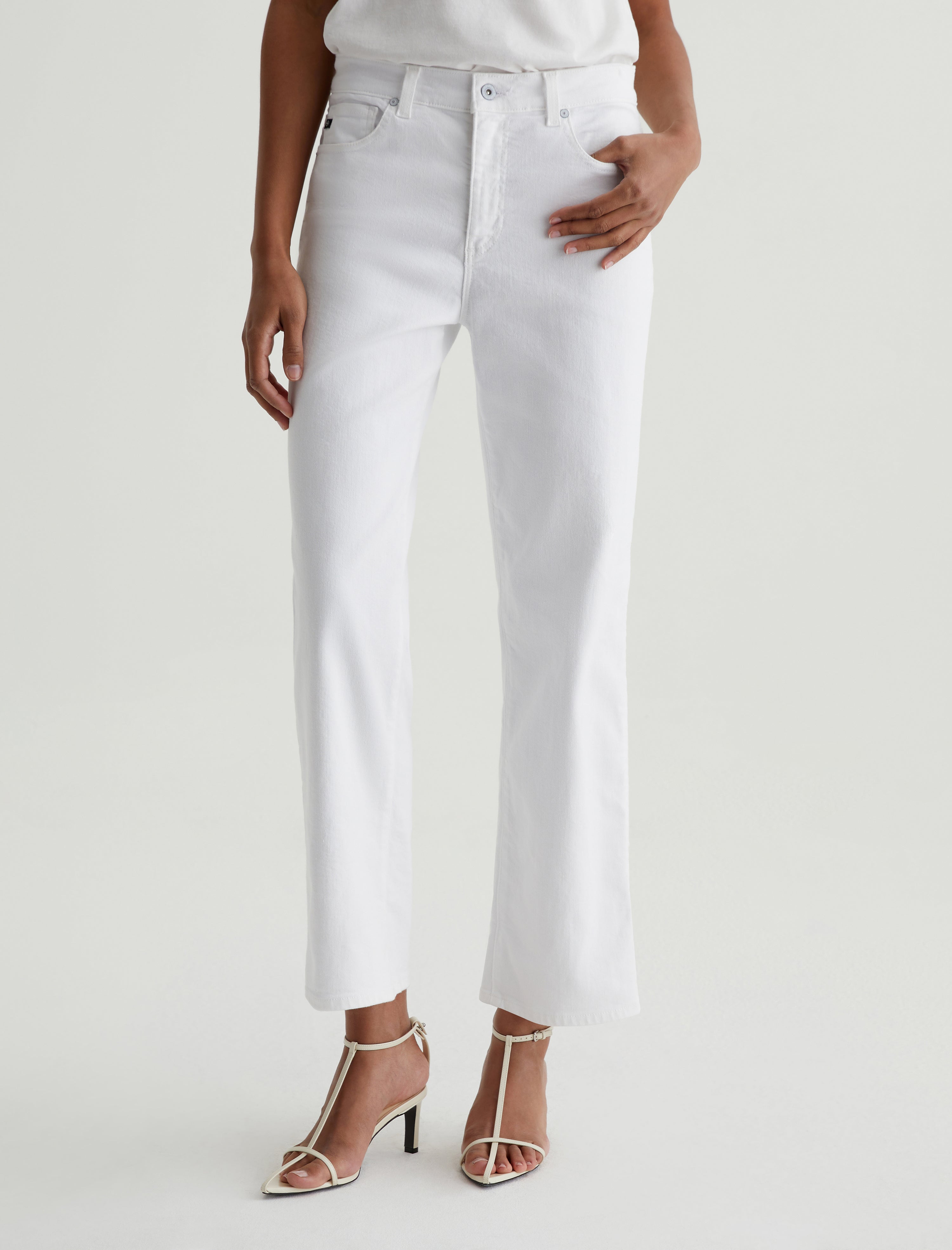 Brinley Crop Gallery White Mid Rise Straight Women Bottom Photo 2