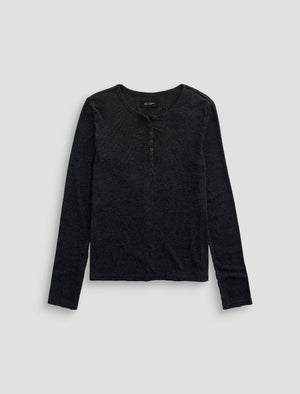 Jessa Heather Charcoal Long- Sleeve Henley Women Top Photo 9