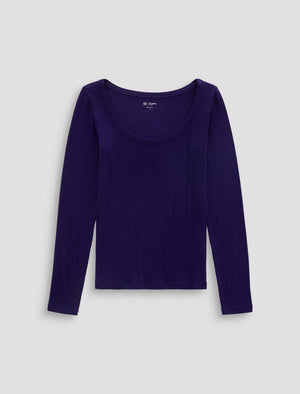 Giah Violet Vibe Essential Scoop Neck L/S Womens Top Photo 9