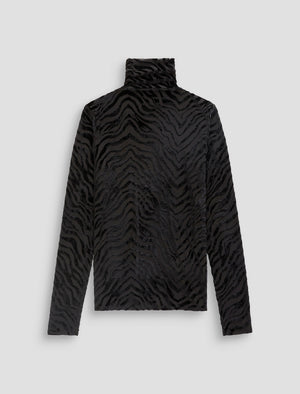 Chels Turtleneck Wild Lines Slim Fit L/S Rib Turtleneck Womens Top Photo 9