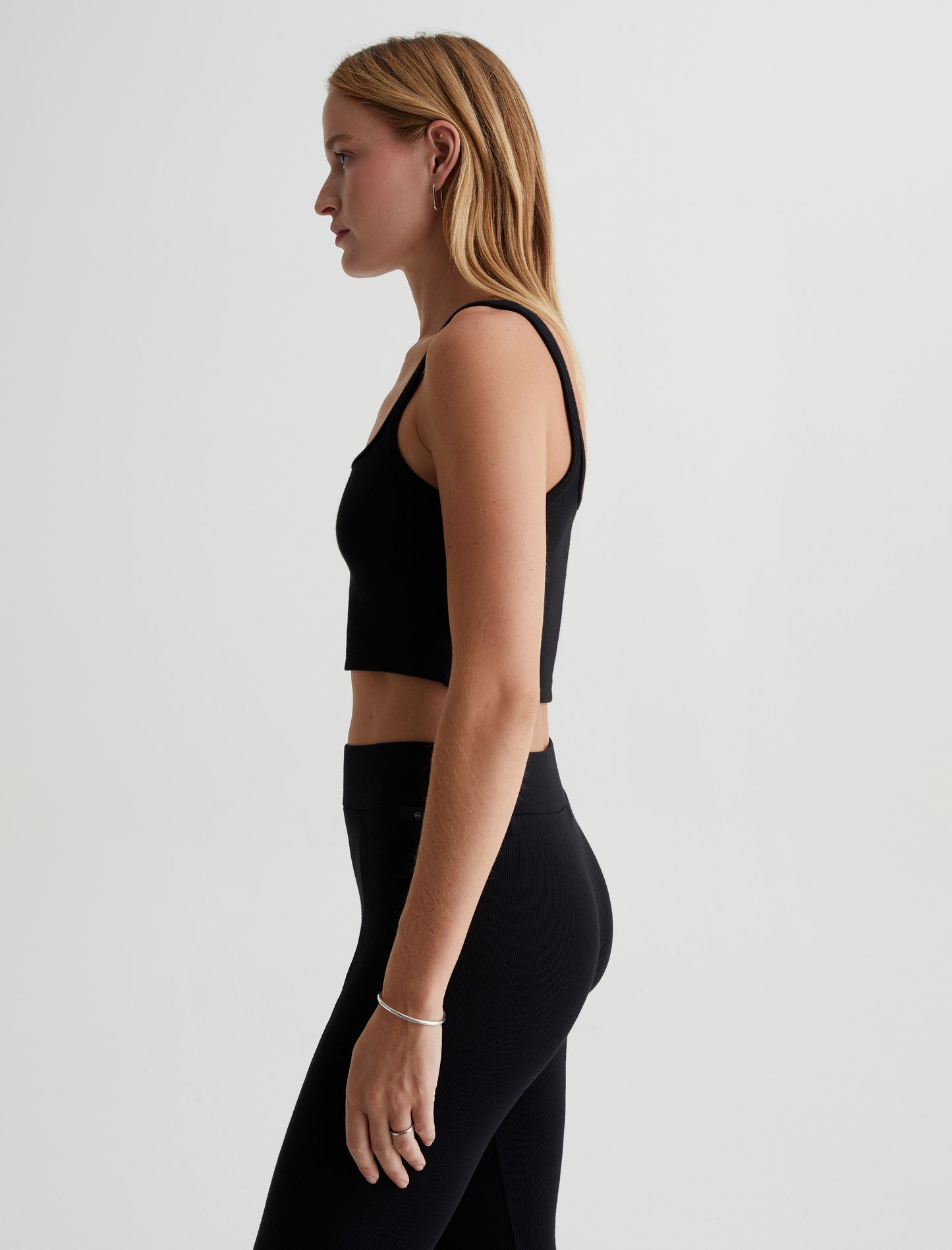 Cooper True Black Slim Fit Ribbed Square Neck Tank Women Top Photo 5