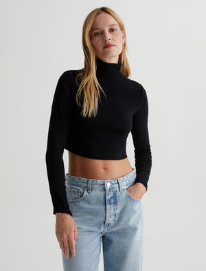 Kathryn True Black Slim Fit Ribbed Turtleneck Top Women Top Photo 1