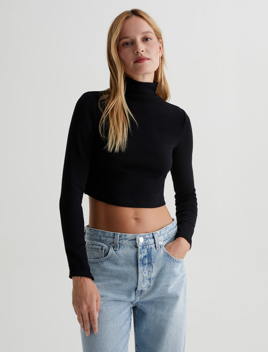 Kathryn True Black Slim Fit Ribbed Turtleneck Top Women Top Photo 1