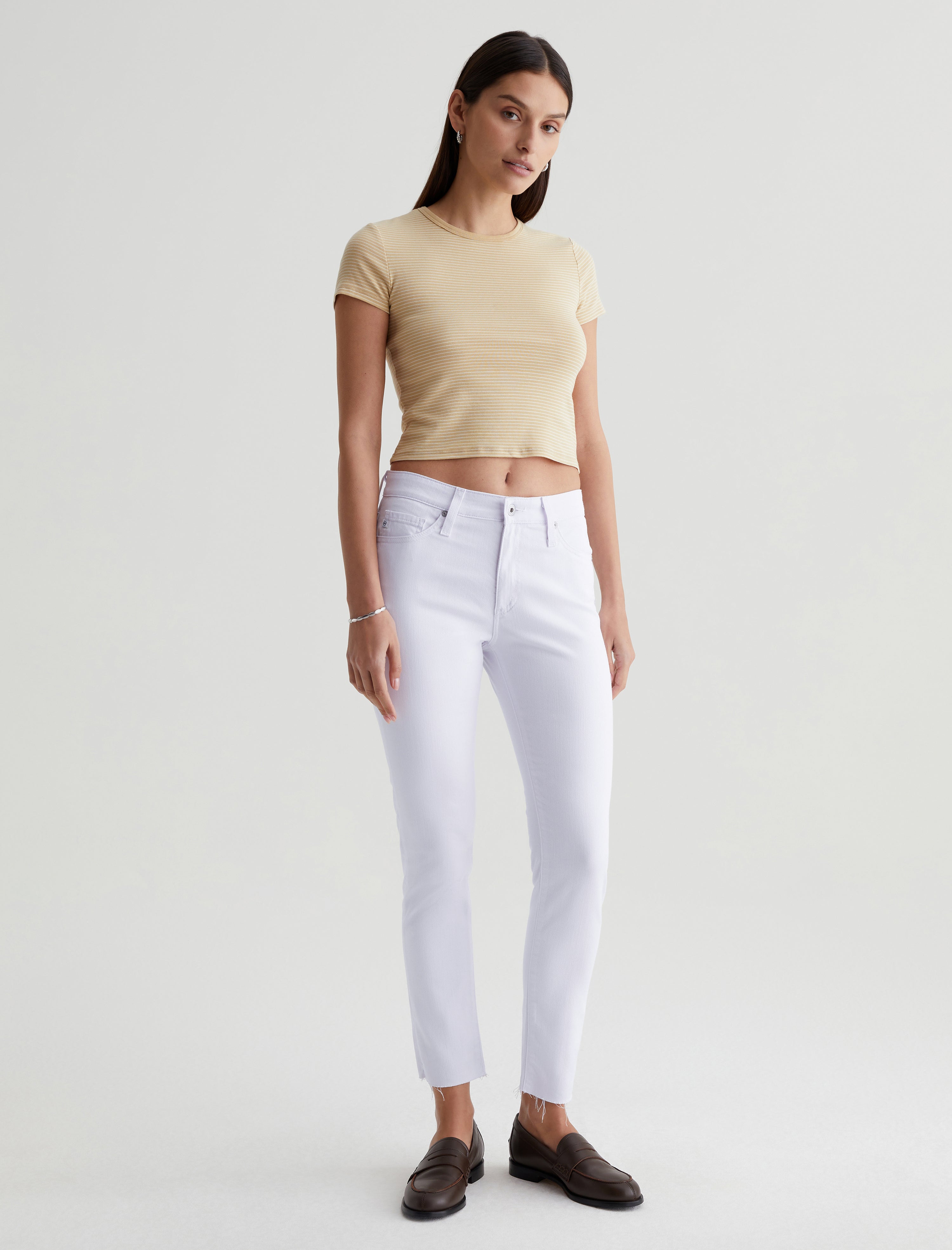 Farrah Ankle White High-Rise Skinny Womens Bottom Photo 1