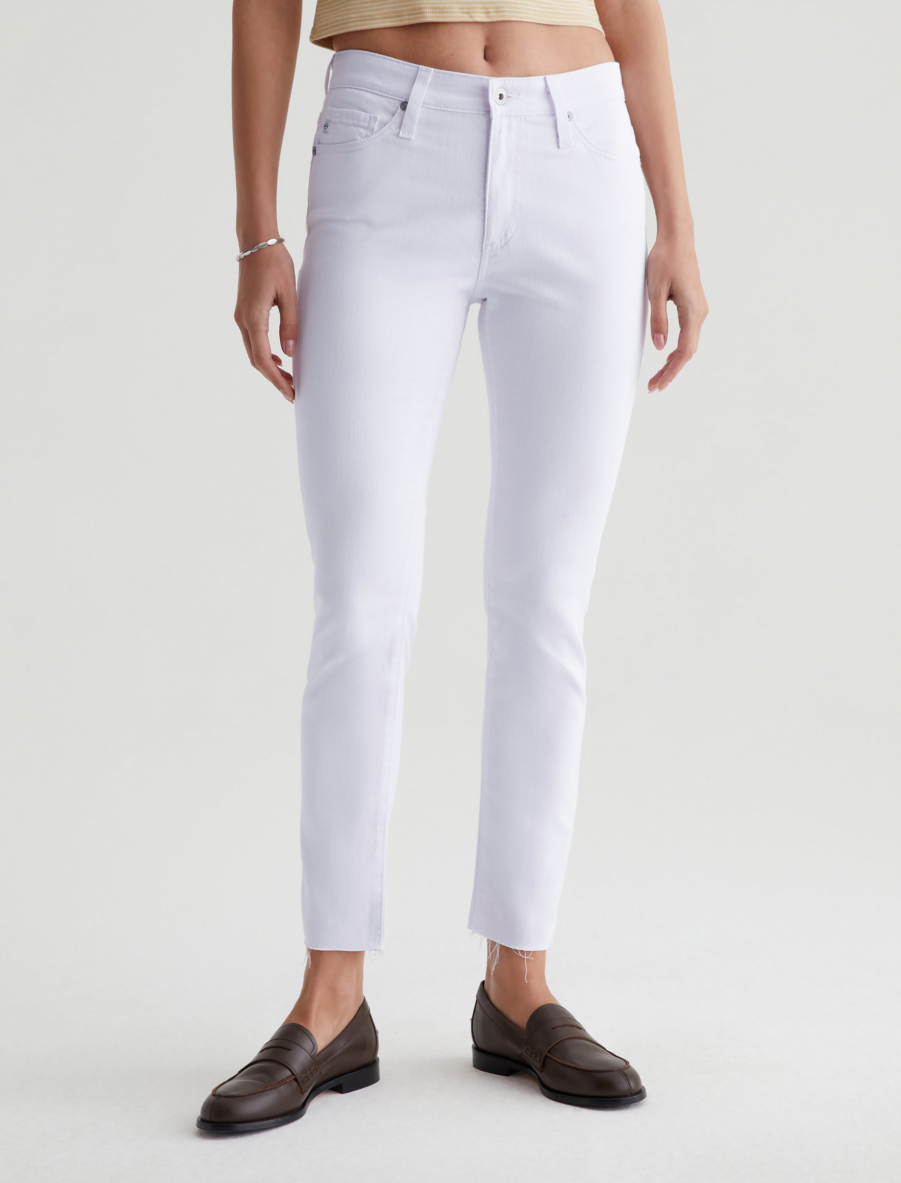 Farrah Ankle White High-Rise Skinny Womens Bottom Photo 2